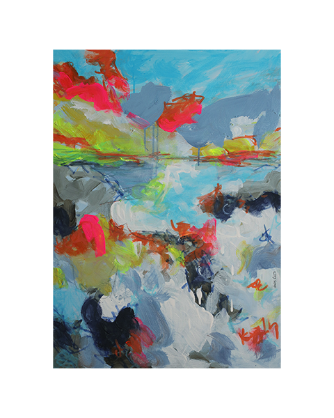 Sunset at the lake - 80 x 60 cm - 50 Euro