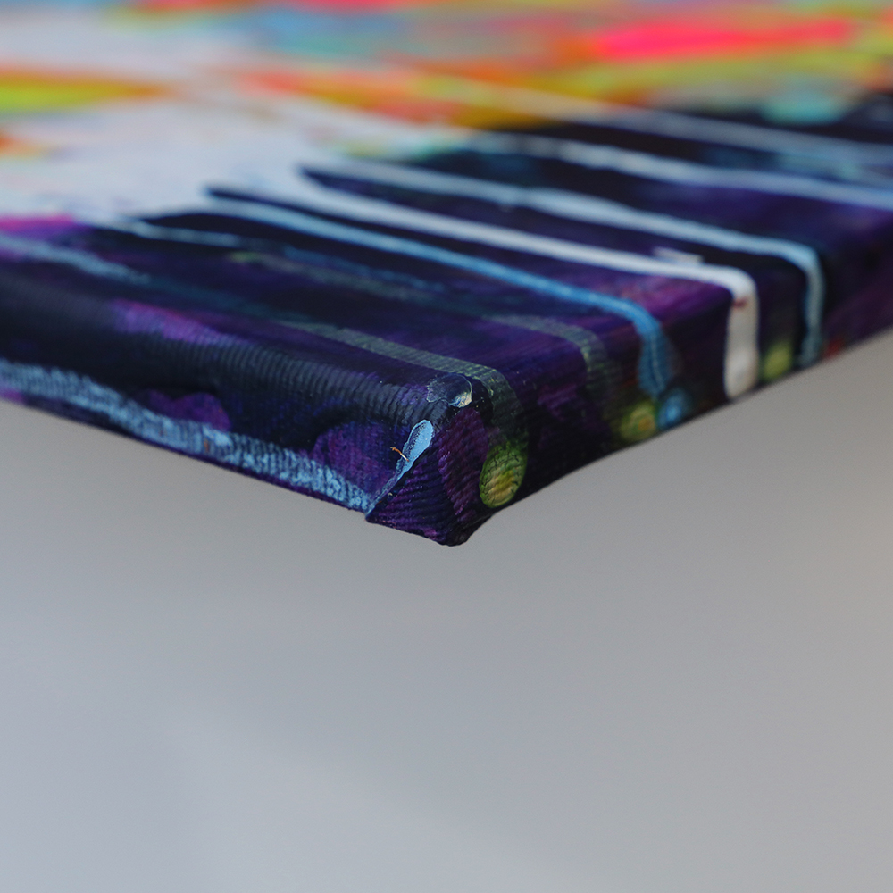 Detail Gemälde Wand Bild neon lila dunkel blau Himmel Abend Sylt Meer Nordsee Strand