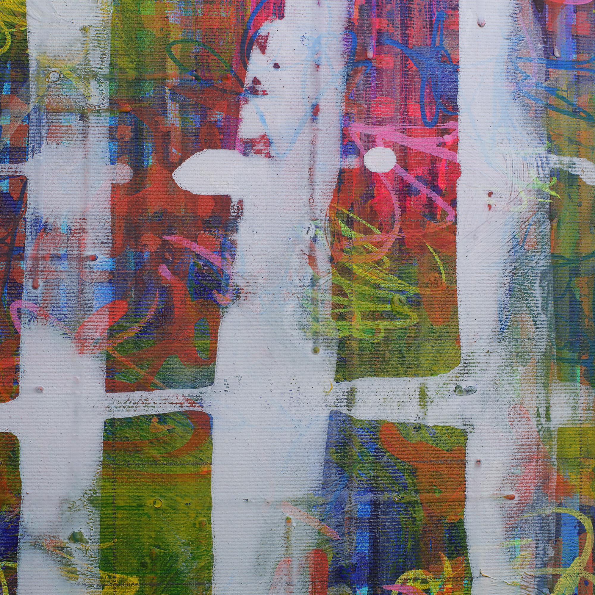 Detail Gemaelde Bild Unikat echt original Hotel Art abstrakt neon pink blau gelb orange