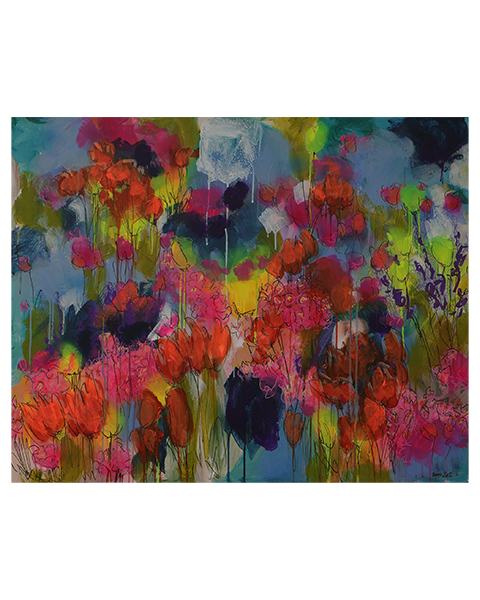 Blumen im  Garten - 80 x 100 cm - 80 Euro
