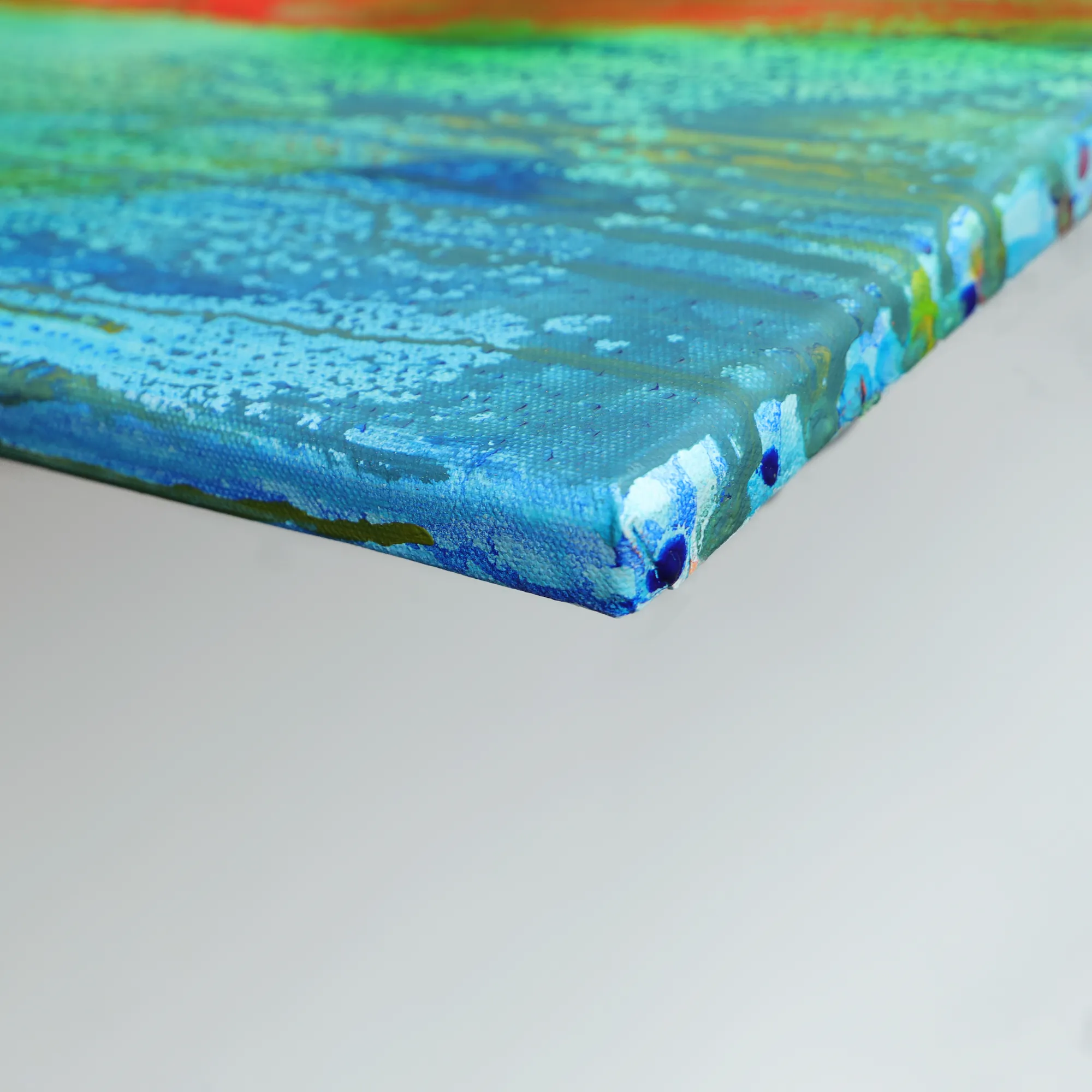 Nahaufnahme XL Wand Gemaelde Bild Vogel Papagei neon rot blau abstrakt Tier Ara Portraet Art