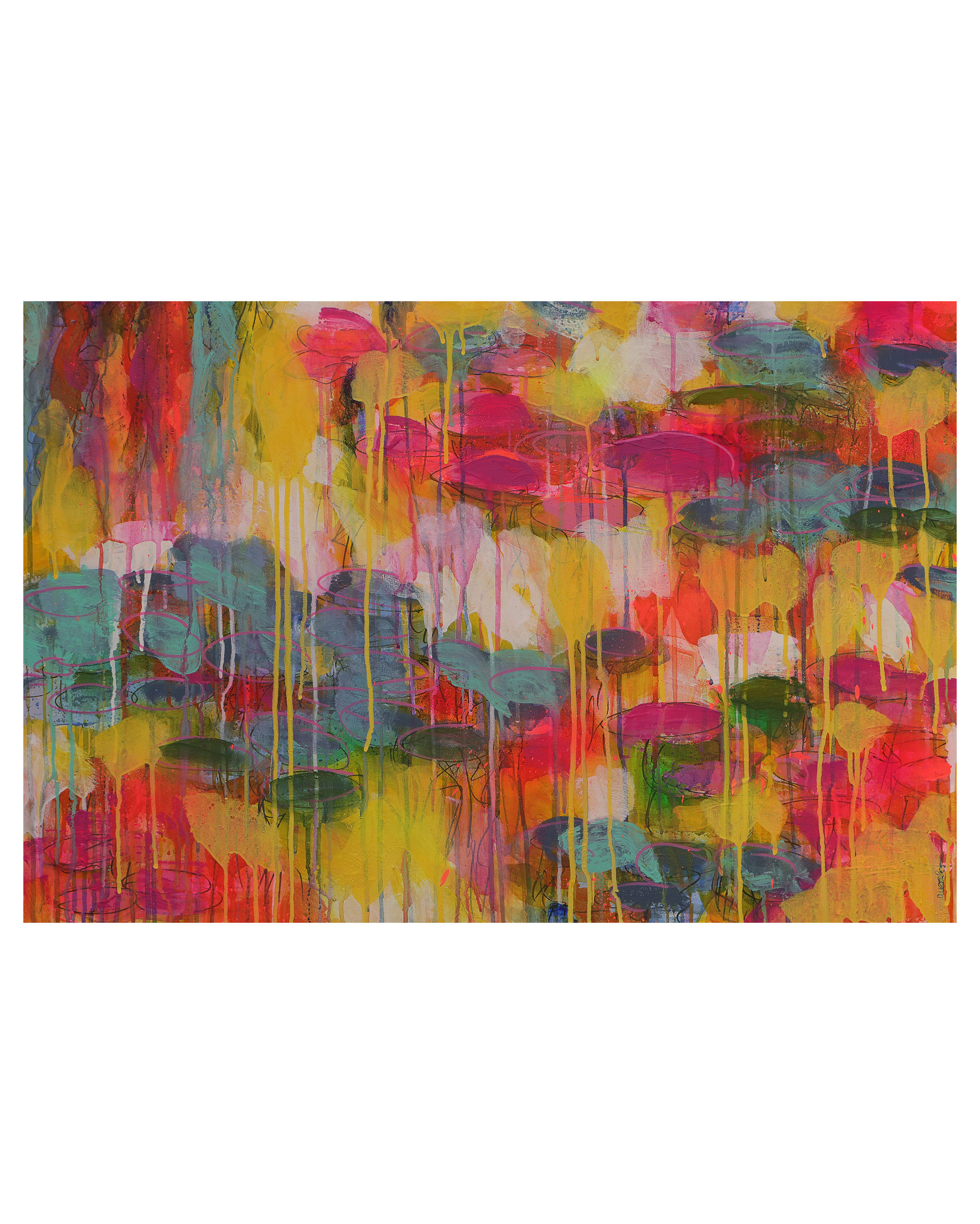 Gelber Teich mit Seerosen - 60 x 90 cm - 55 Euro