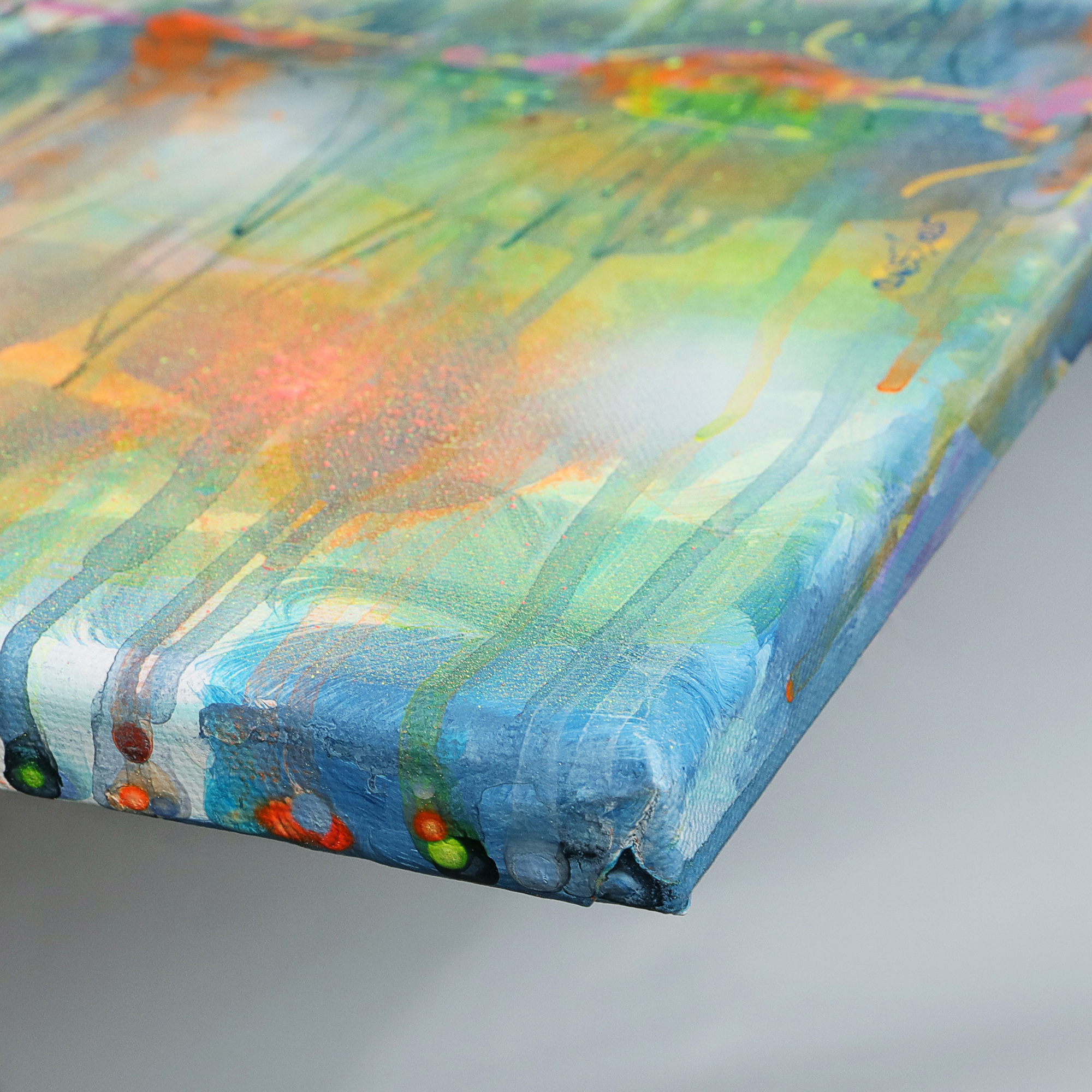 Detail Gemaelde Bild XL gross neon abstrakt blau Meer Landschaft Wasser Urlaub Unikat