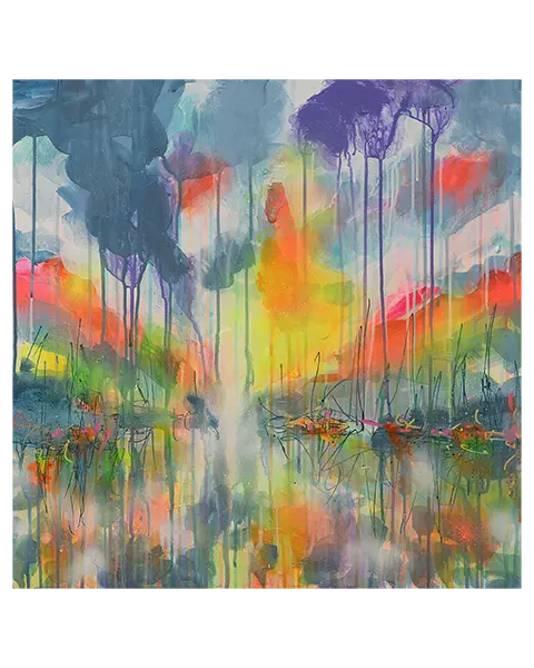 Gemaelde Bild XL gross neon abstrakt blau Meer Landschaft Wasser Urlaub Unikat