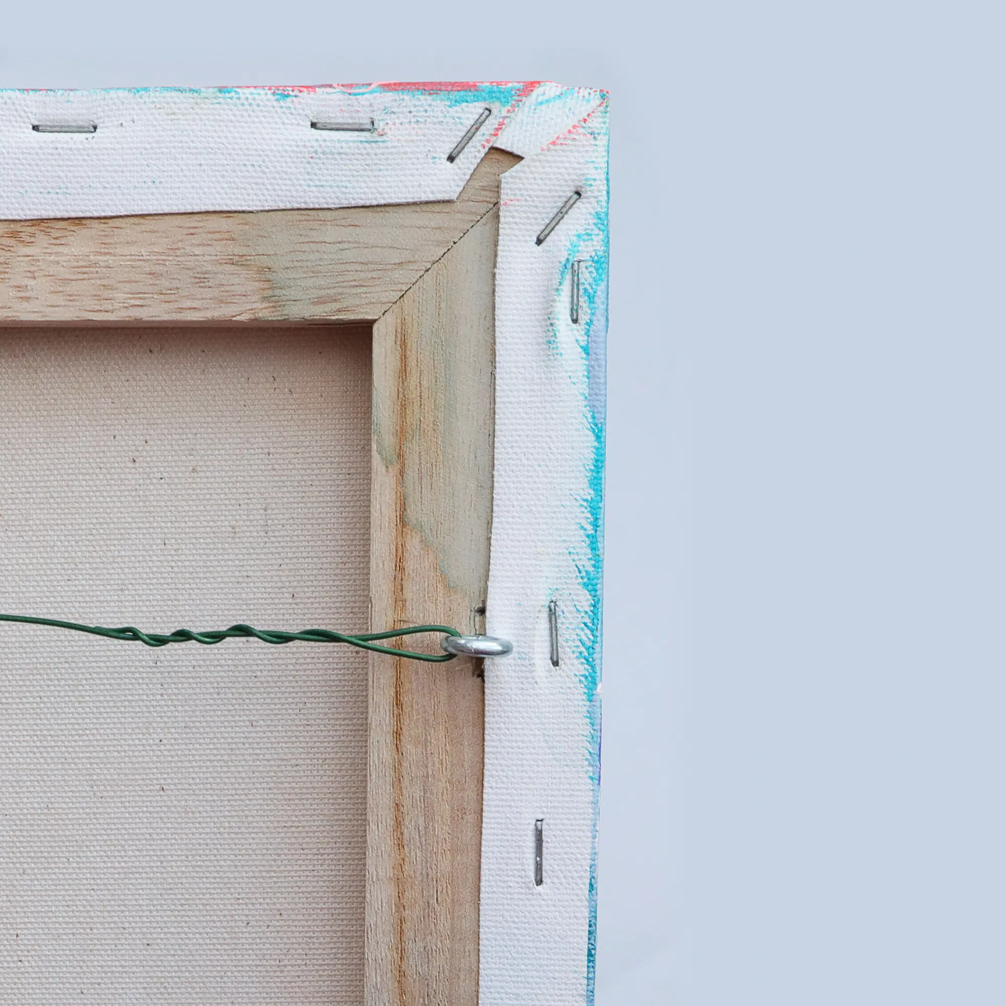 Nahaufnahme Mini XS klein Gemälde Bild Kunst neon gelb pink orange weiß Linien Streifen