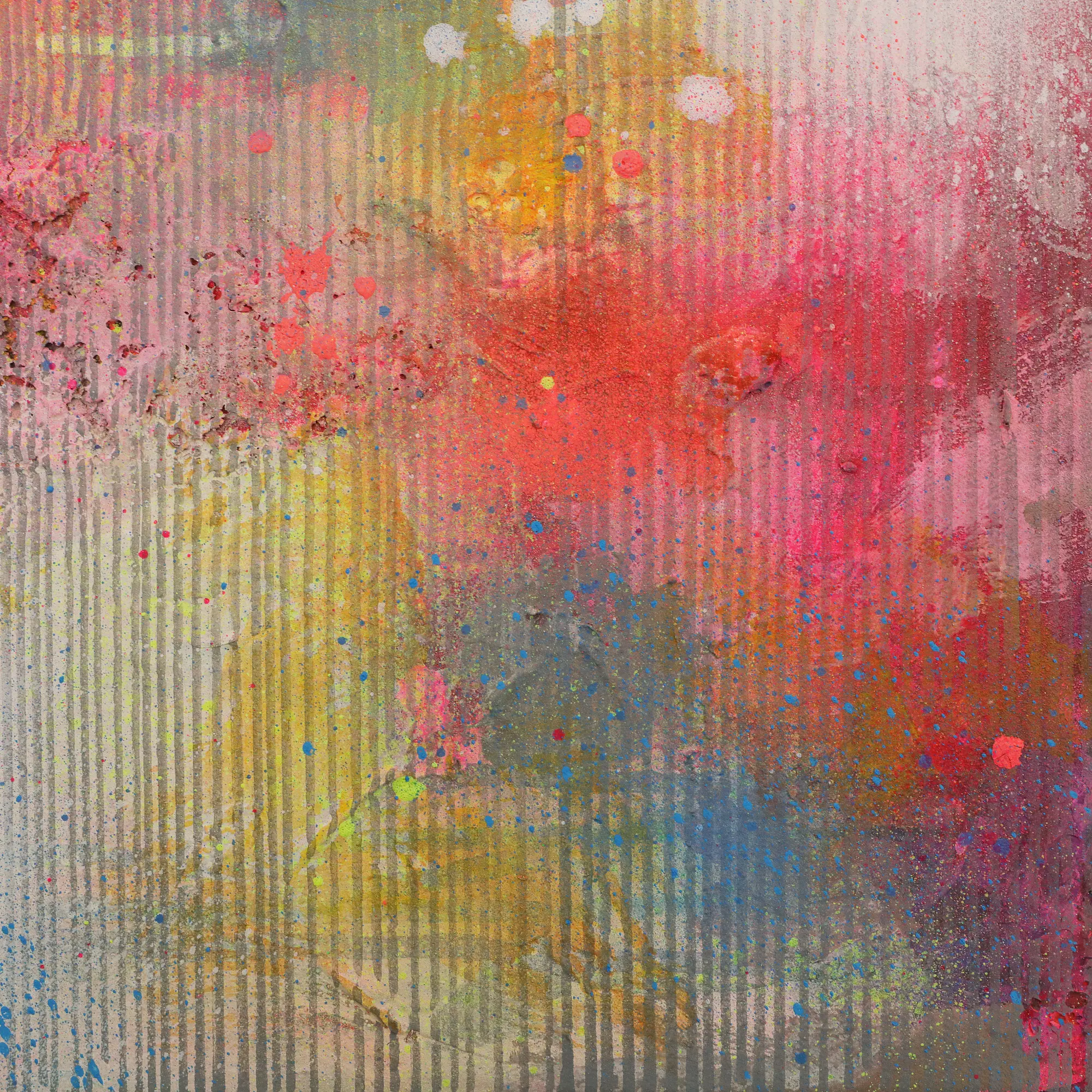 Nahaufnahme kleines Acryl Gemälde Wand Bild Deko Unikat neo pink gelb weiß günstig hype