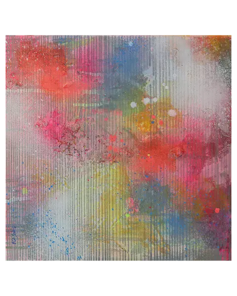 kleines Acryl Gemälde Wand Bild Deko Unikat neo pink gelb weiß günstig hype