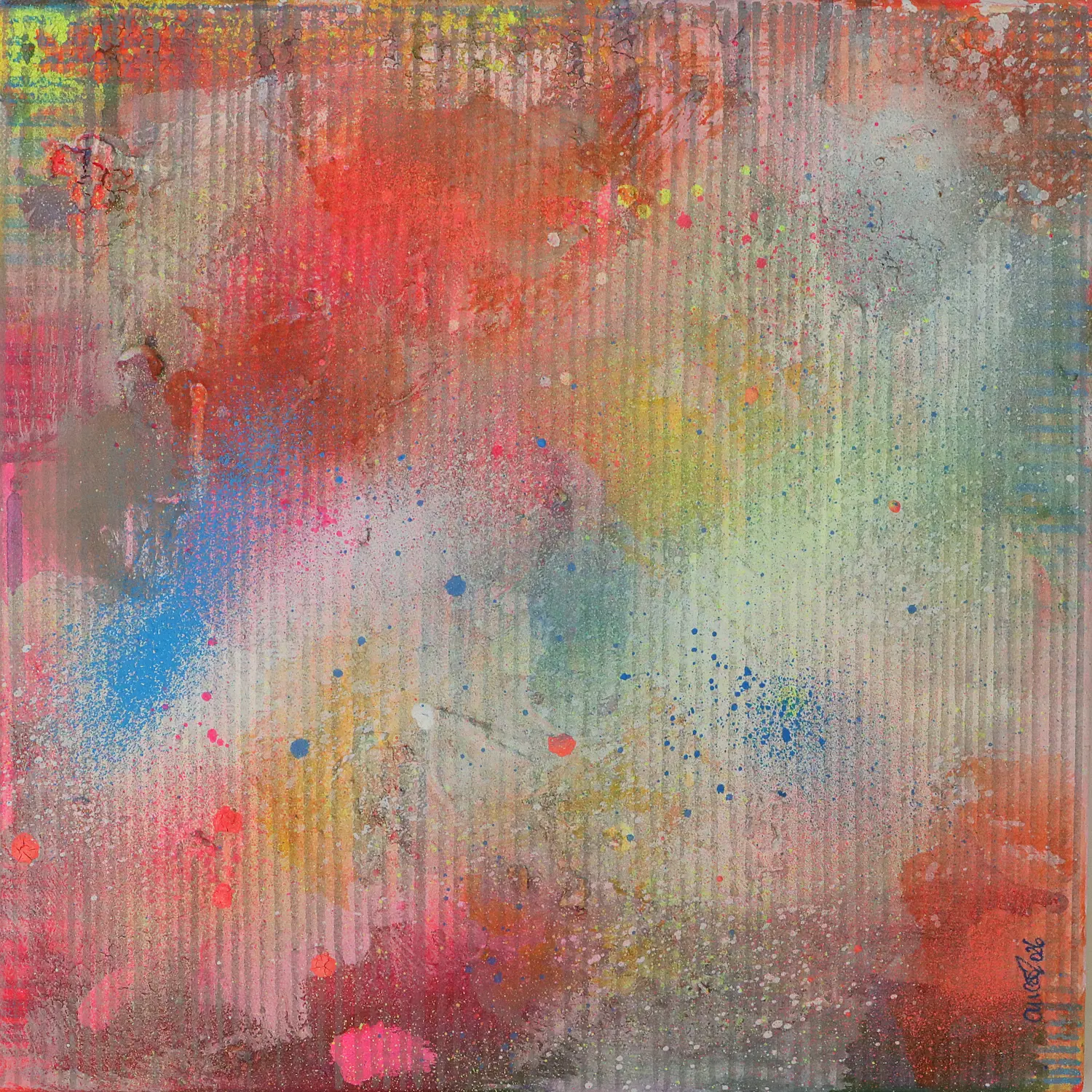 kleines Acryl Gemälde Wand Bild Deko Unikat neon pink gelb weiß günstig hype