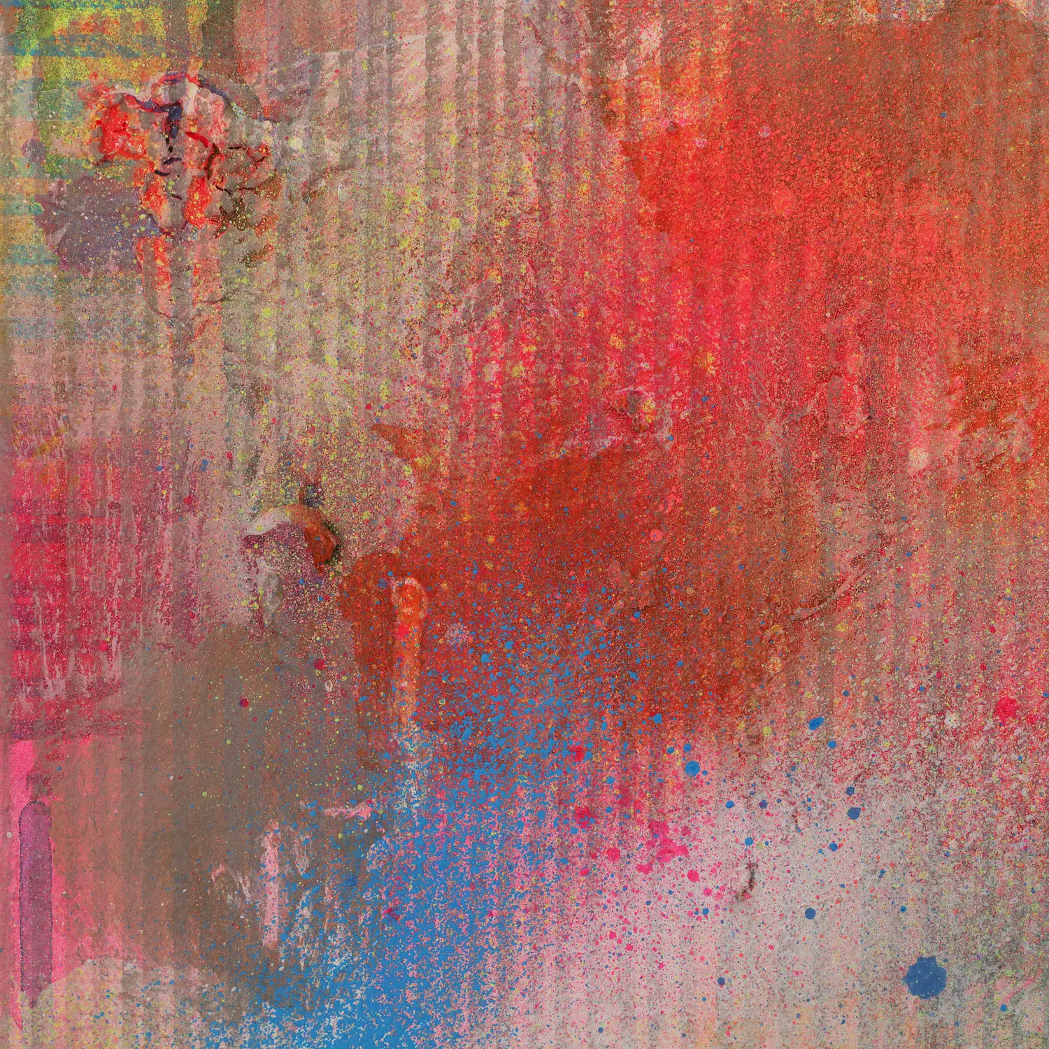 Nahaufnahme kleines Acryl Gemälde Wand Bild Deko Unikat neon pink gelb weiß günstig hype