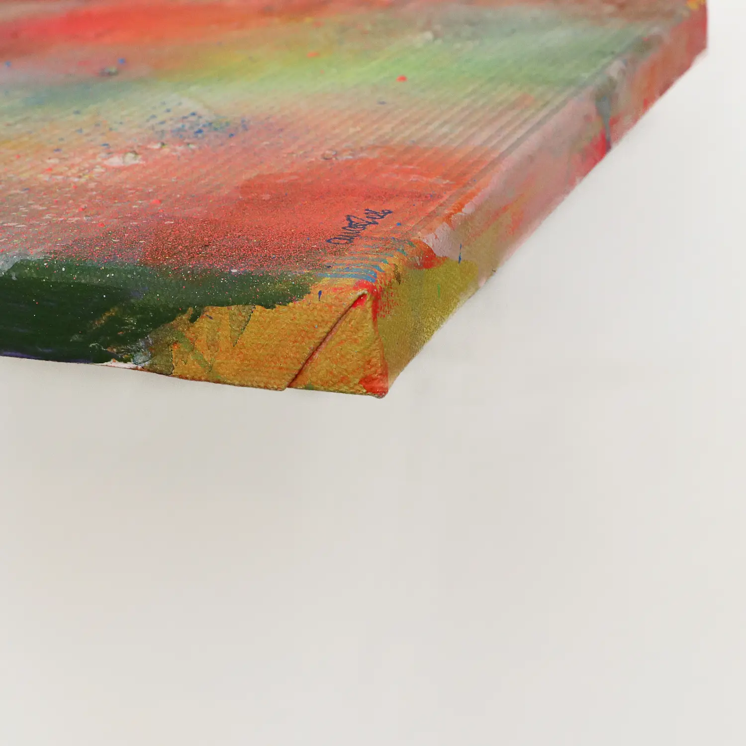Nahaufnahme kleines Acryl Gemälde Wand Bild Deko Unikat neon pink gelb weiß günstig hype