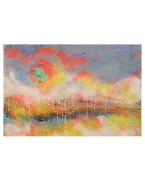 Acrylgemälde Bild Landschaft Sylt Meer abstrakt Wind Strand hellblau weiß gelb