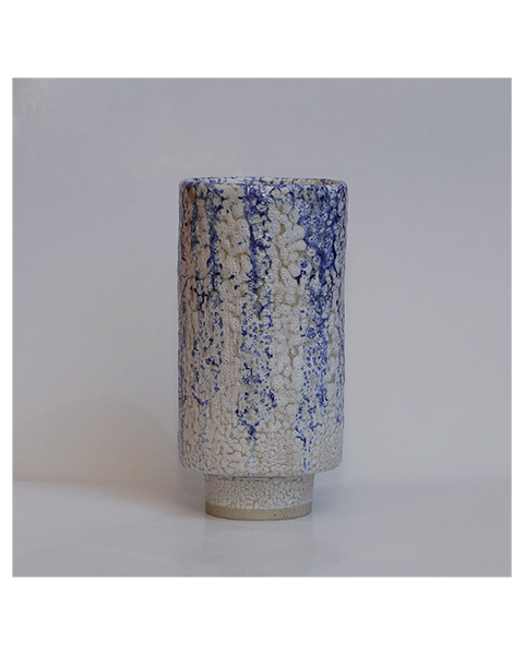 White blue cobblestone Vase - H16,5 cm - 15 Euro