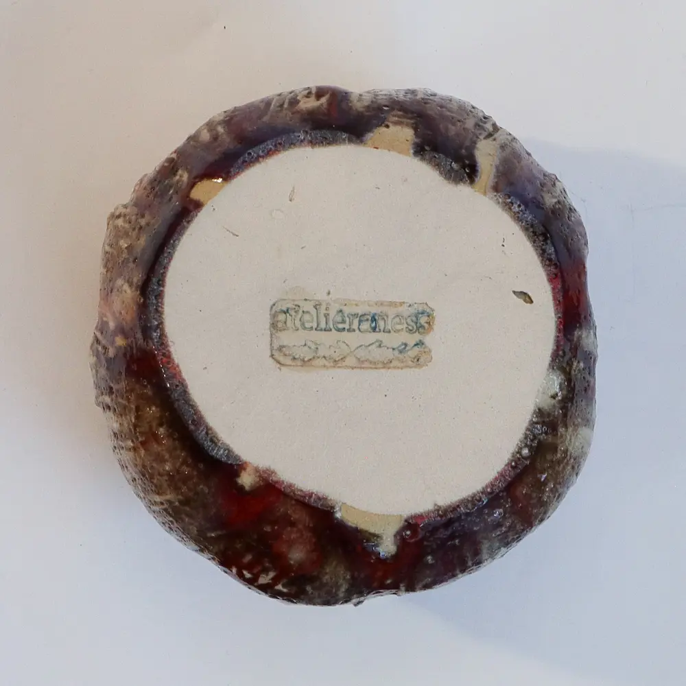 Nahaufnahme klein Steinzeug Schale Mohn Blüte transparent rot Keramik Blume edel Deko Art