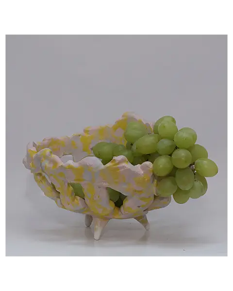 Keramik Deko Obst Schale bunt gelb pastell Oster Ostern Fruehling abstrakt Nest