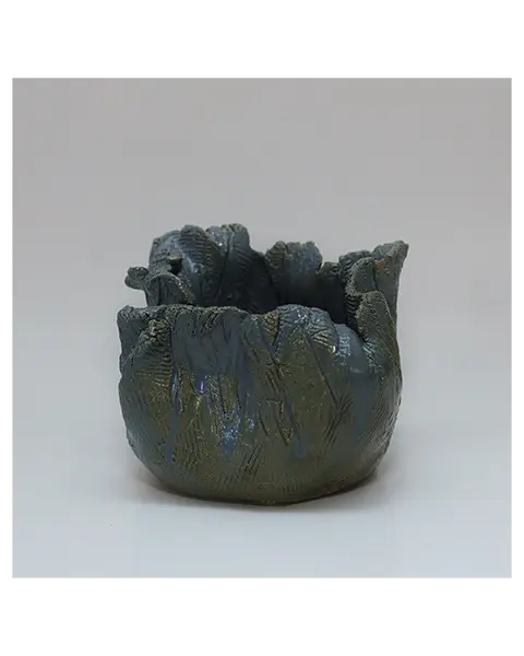 Keramik Blume Blüte Mohn Tulpe blau gruen mittel Schale Mini XS klein