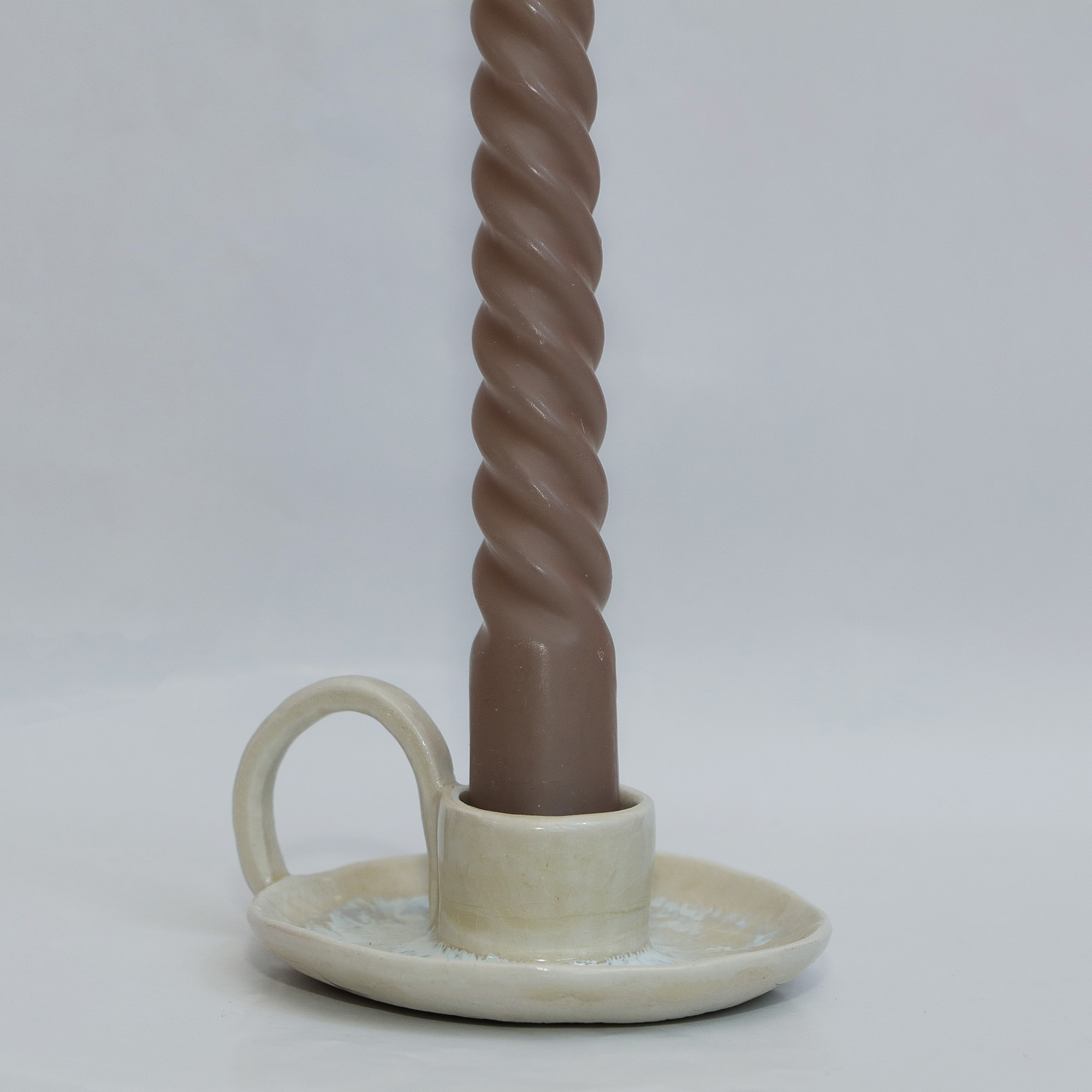 Detail Keramik Steinzeug Unikat weiss Farb Verlauf Kerzen Staender Halter Deko Kunst