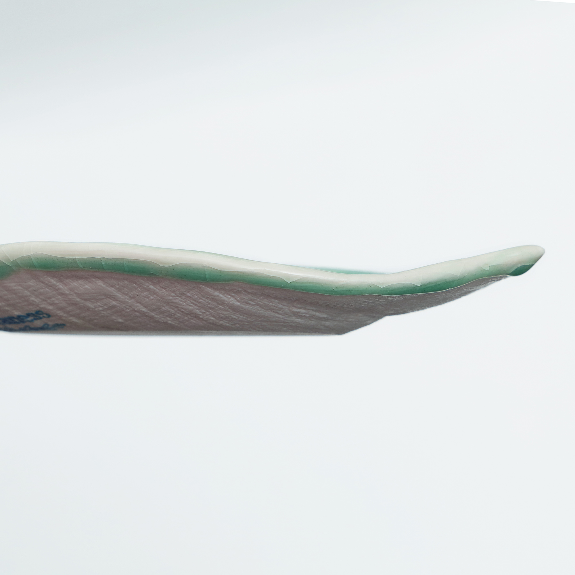 Detail XS Mini klein Blatt Schale Schmuck Deko tuerkis craquelee Weichporzellan Kunst