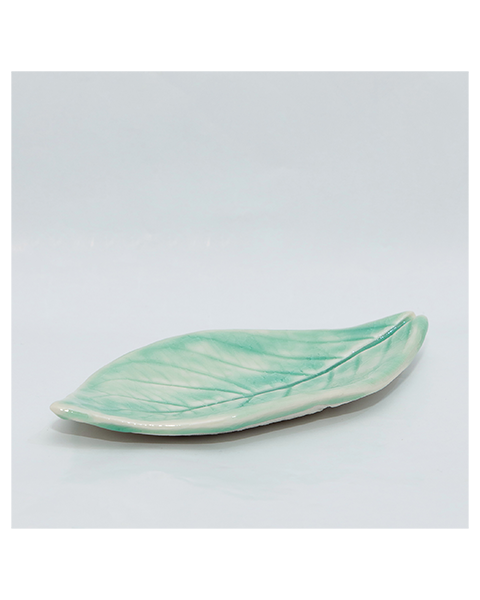 XS Mini klein Blatt Schale Schmuck Deko tuerkis craquelee Weichporzellan Kunst