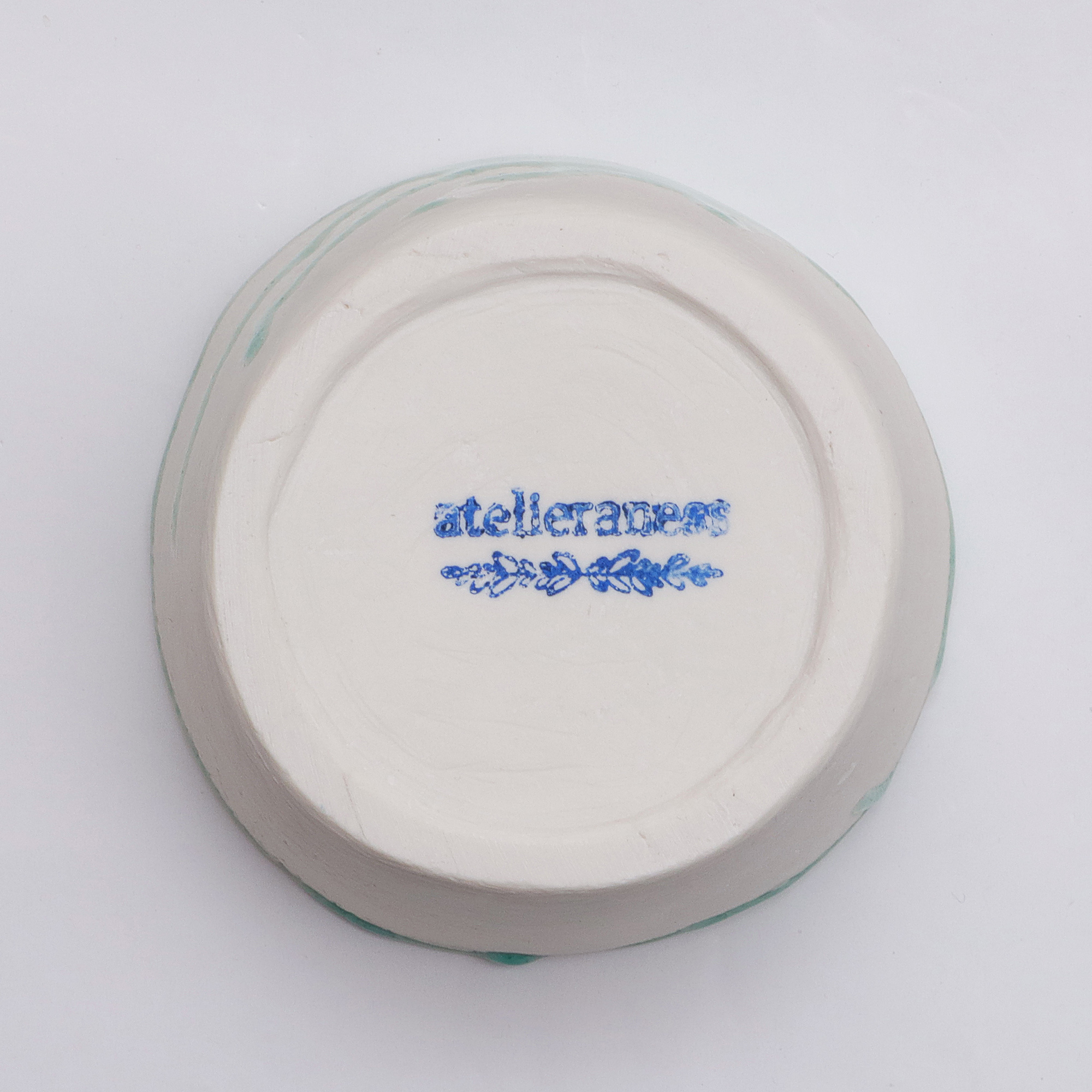 Detail XS Mini Schale Weich Porzellan weiss tuerkis craquelee Deko Oliven Art Künstler