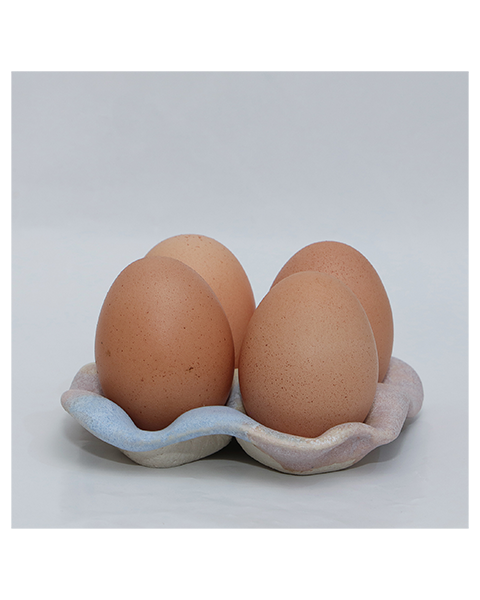 4er Eier Becher Halter Steinzeug pastell gelb rosa blau Künstler Unikat Keramik