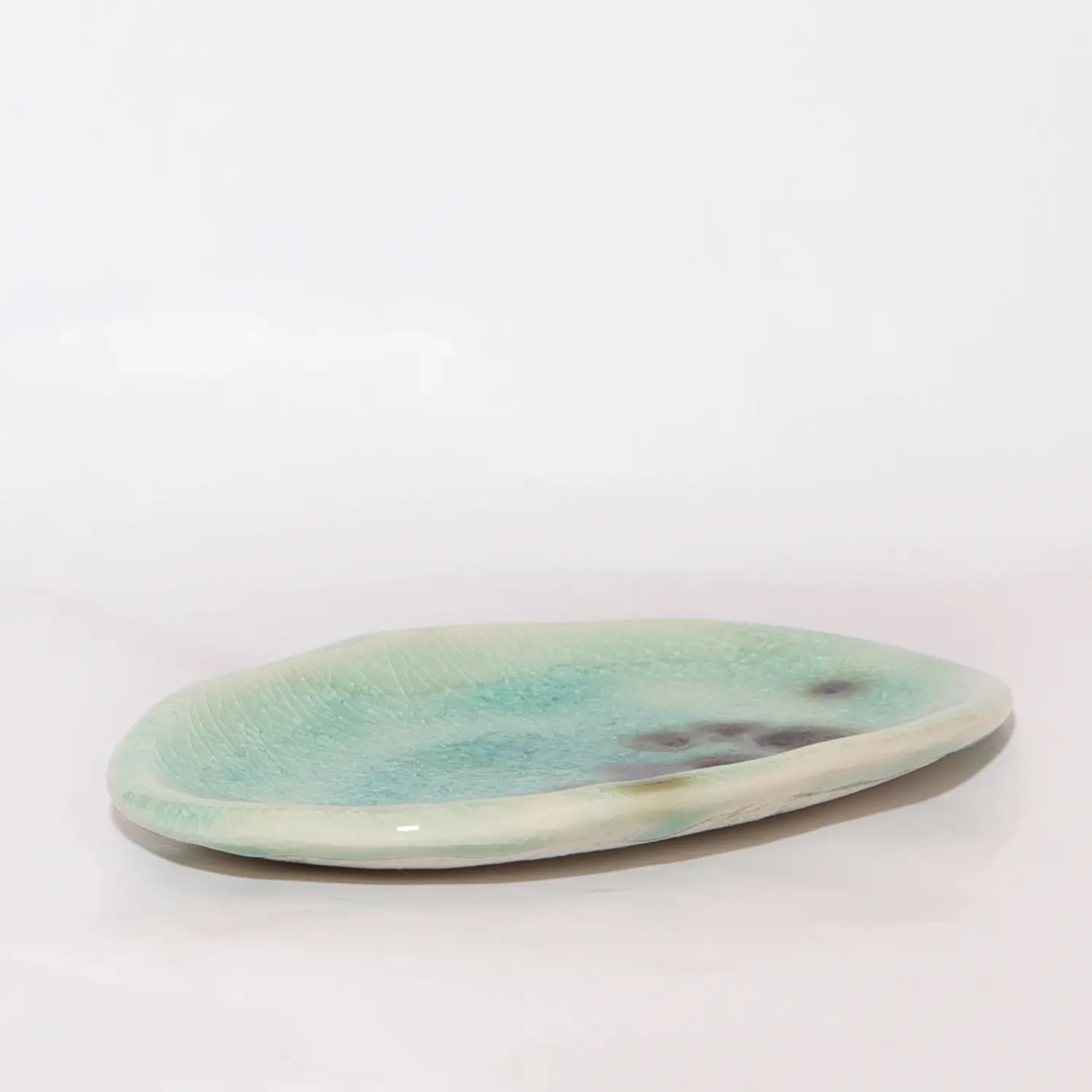XS mini kleine Deko oval Schale Schmuck tuerkis Glasur Weichporzellan Kunst Art