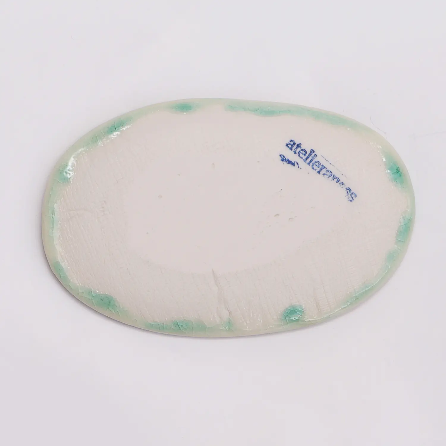 Nahaufnahme XS mini kleine Deko oval Schale Schmuck tuerkis Glasur Weichporzellan Kunst Art