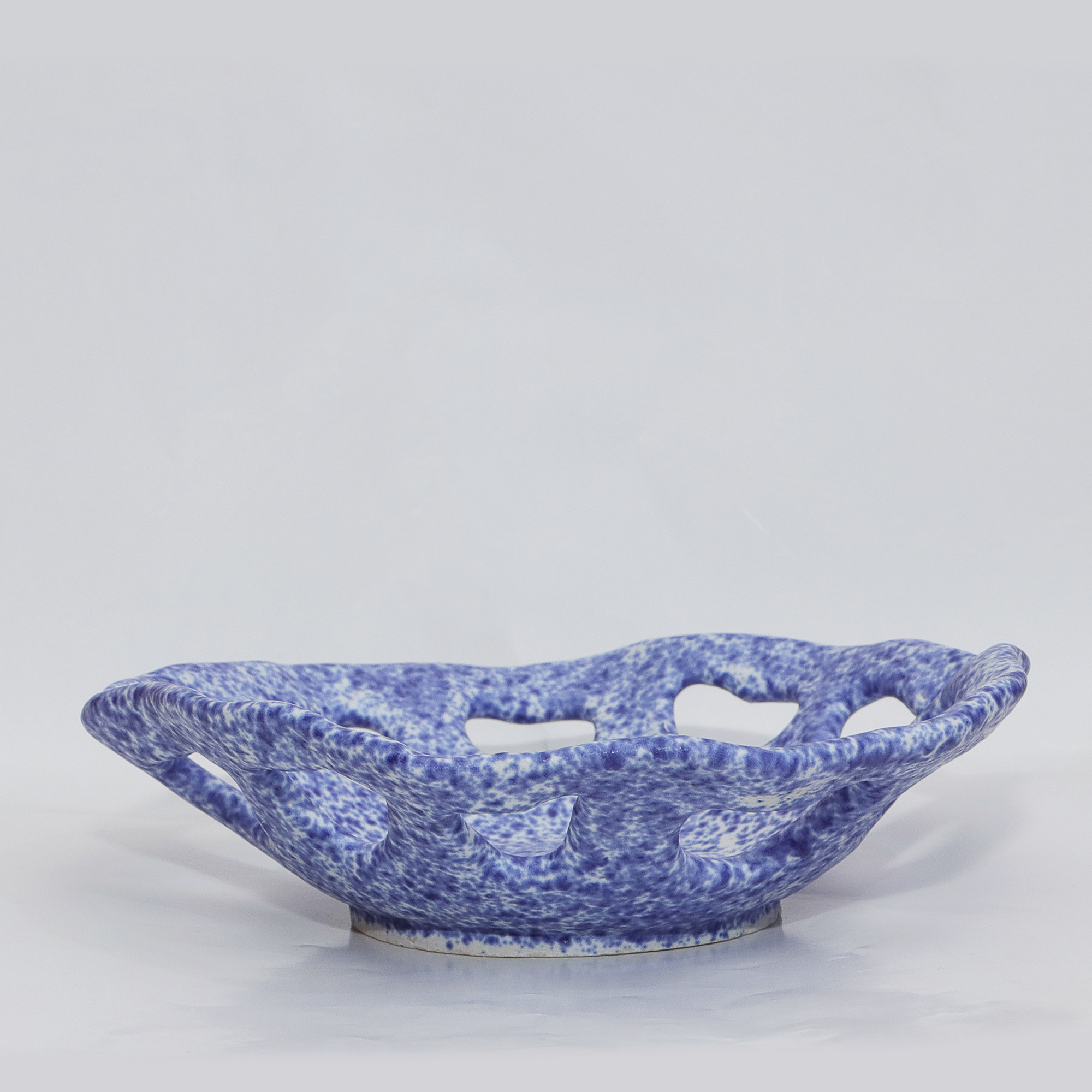 Kleine blau weiß Künstler Deko Obst Schale Keramik Steinzeug Unikat Punkte