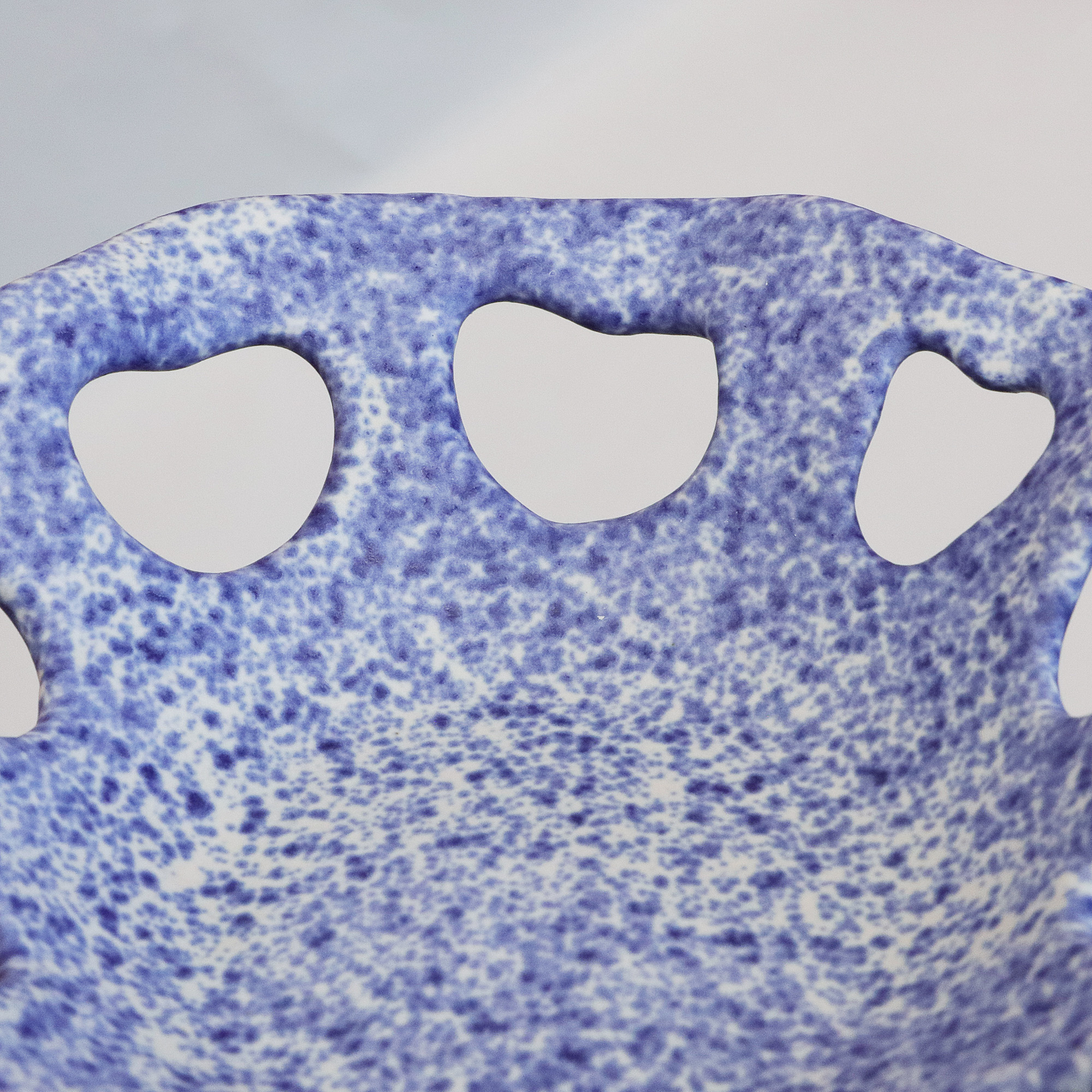 Nahaufnahme Kleine blau weiß Künstler Deko Obst Schale Keramik Steinzeug Unikat Punkte