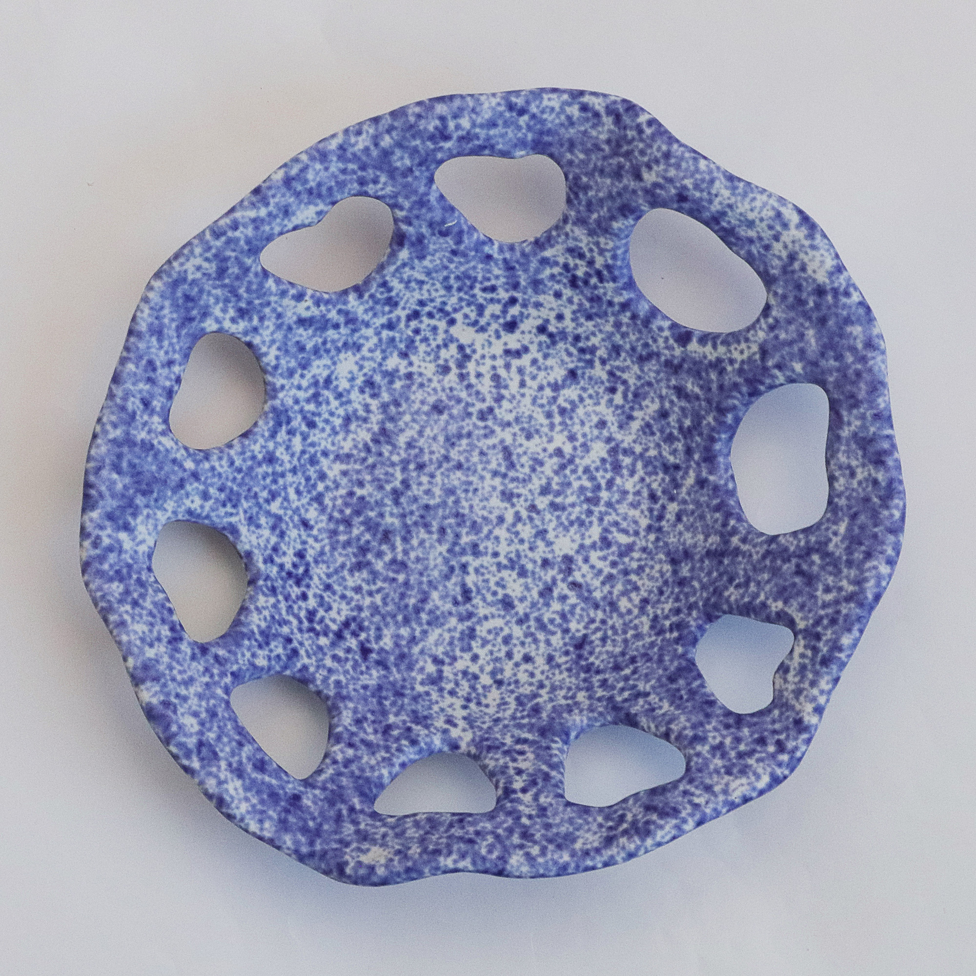 Nahaufnahme Kleine blau weiß Künstler Deko Obst Schale Keramik Steinzeug Unikat Punkte