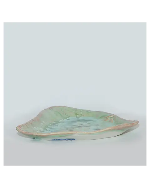 Kunst Unikat Schmuck Deko Antipasti Schale flach seladon hell grün Porzellan