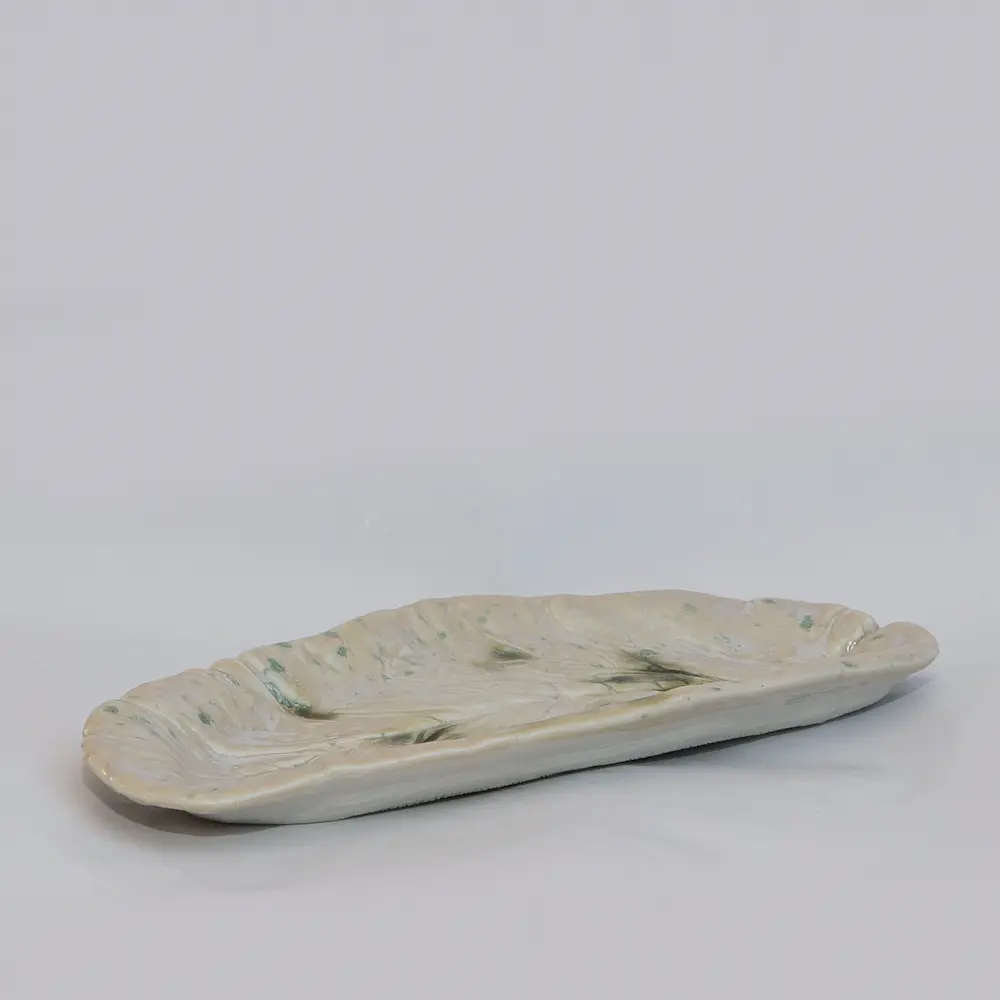 Salat Blatt Deko Schale Oliven Schmuck Seife Künstler beige grün hell Unikat