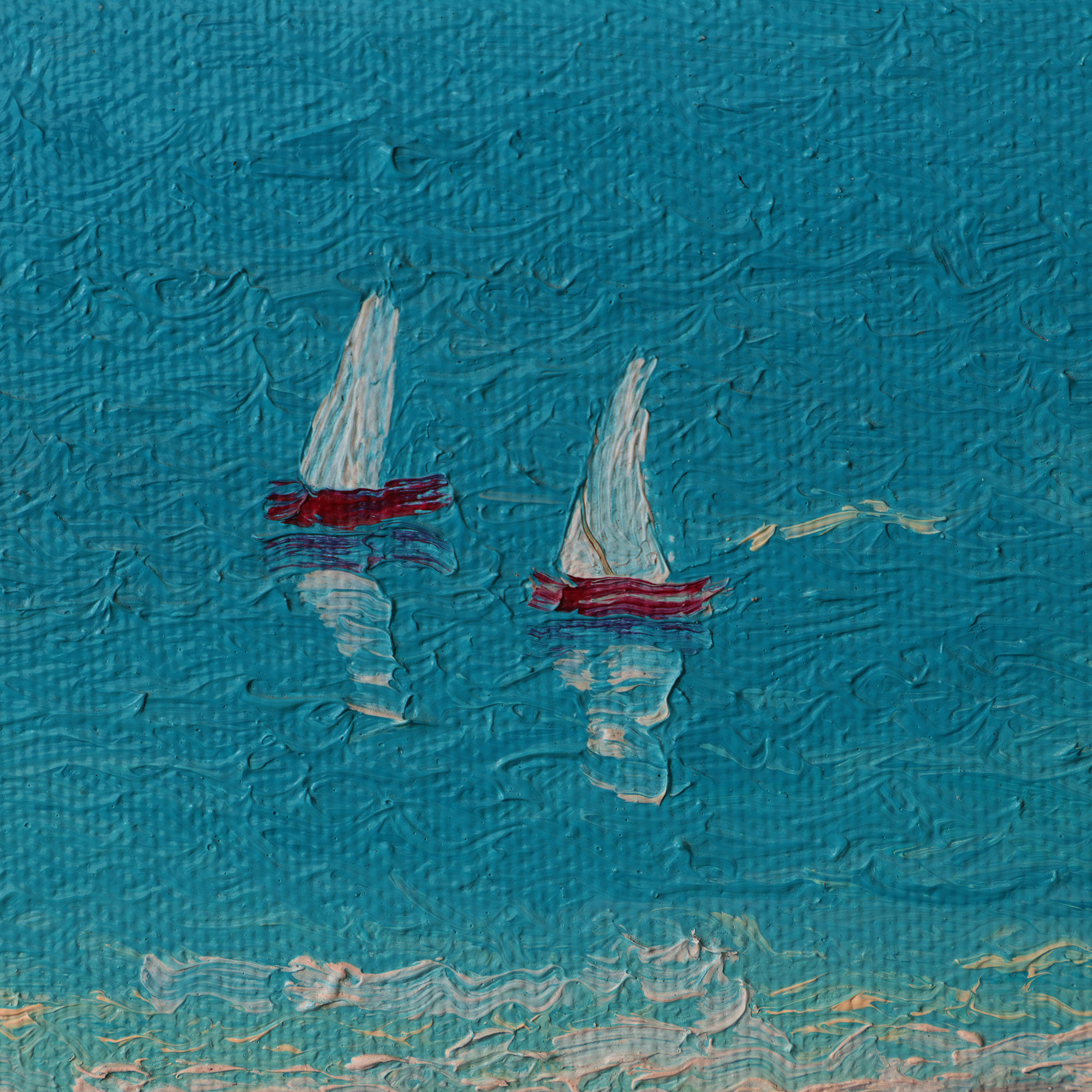 Detail Gemaelde schmal Landschaft Strand Meer Urlaub Malediven Sonne Art tuerkis beige