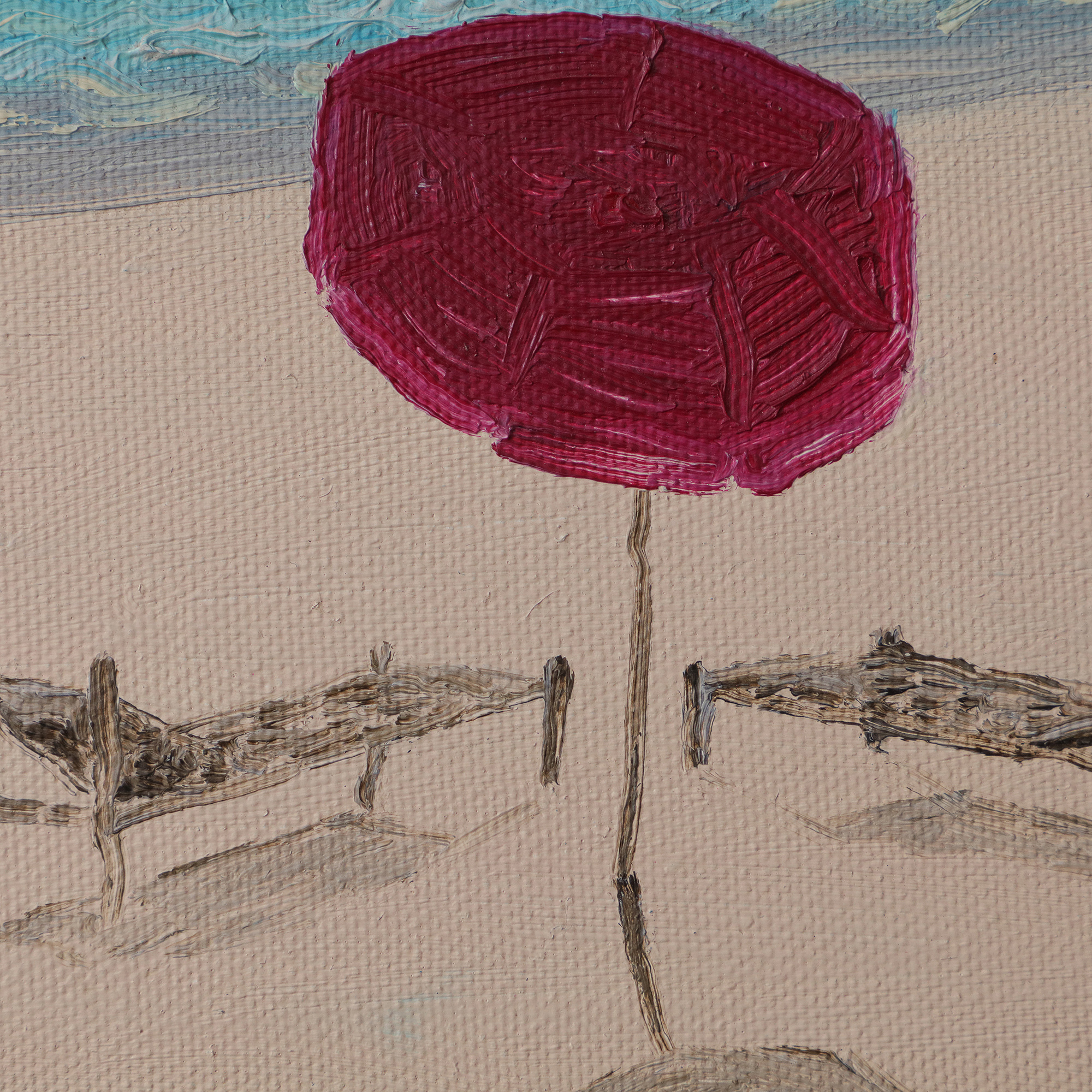 Detail Gemaelde schmal Landschaft Strand Meer Urlaub Malediven Sonne Art tuerkis beige