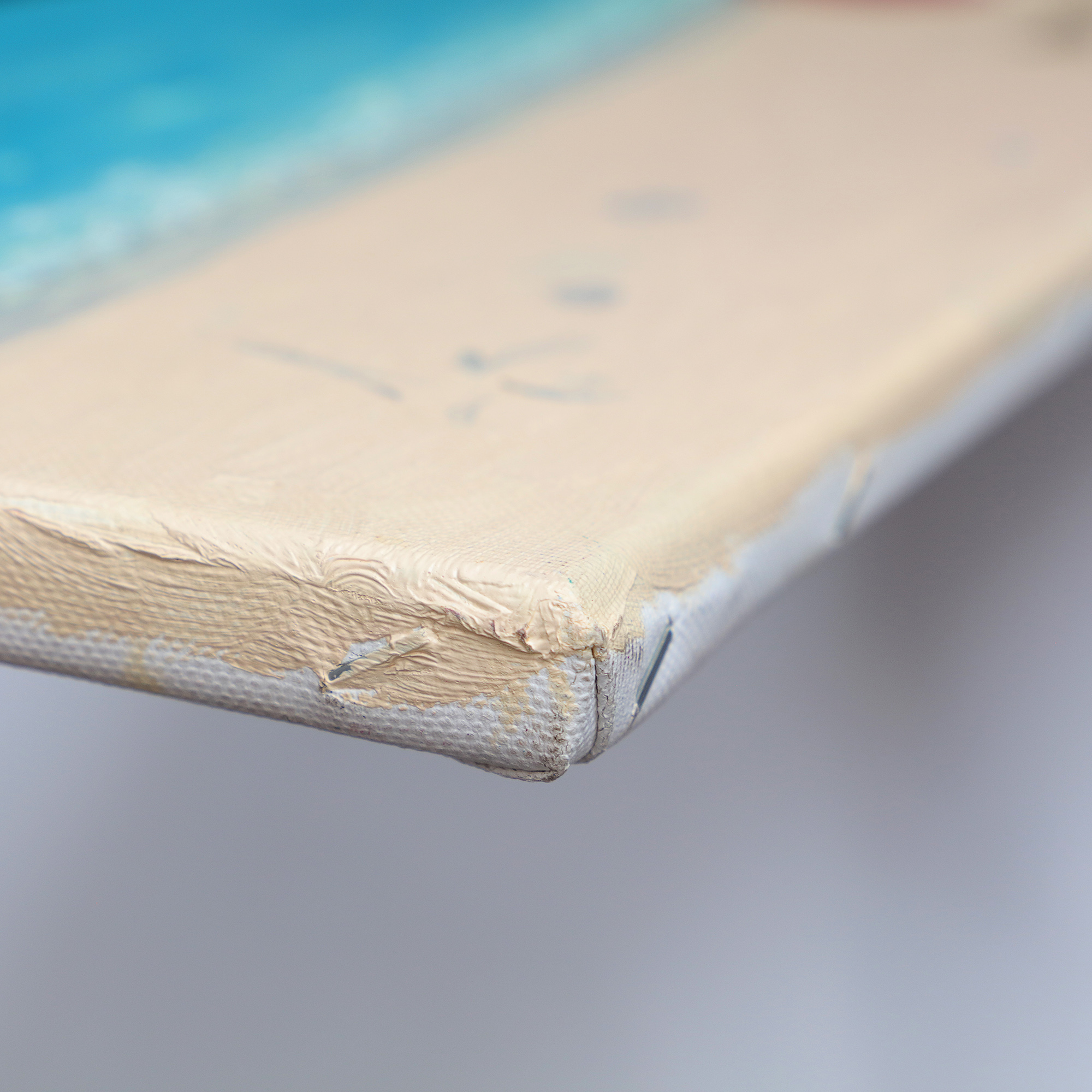 Detail Gemaelde schmal Landschaft Strand Meer Urlaub Malediven Sonne Art tuerkis beige