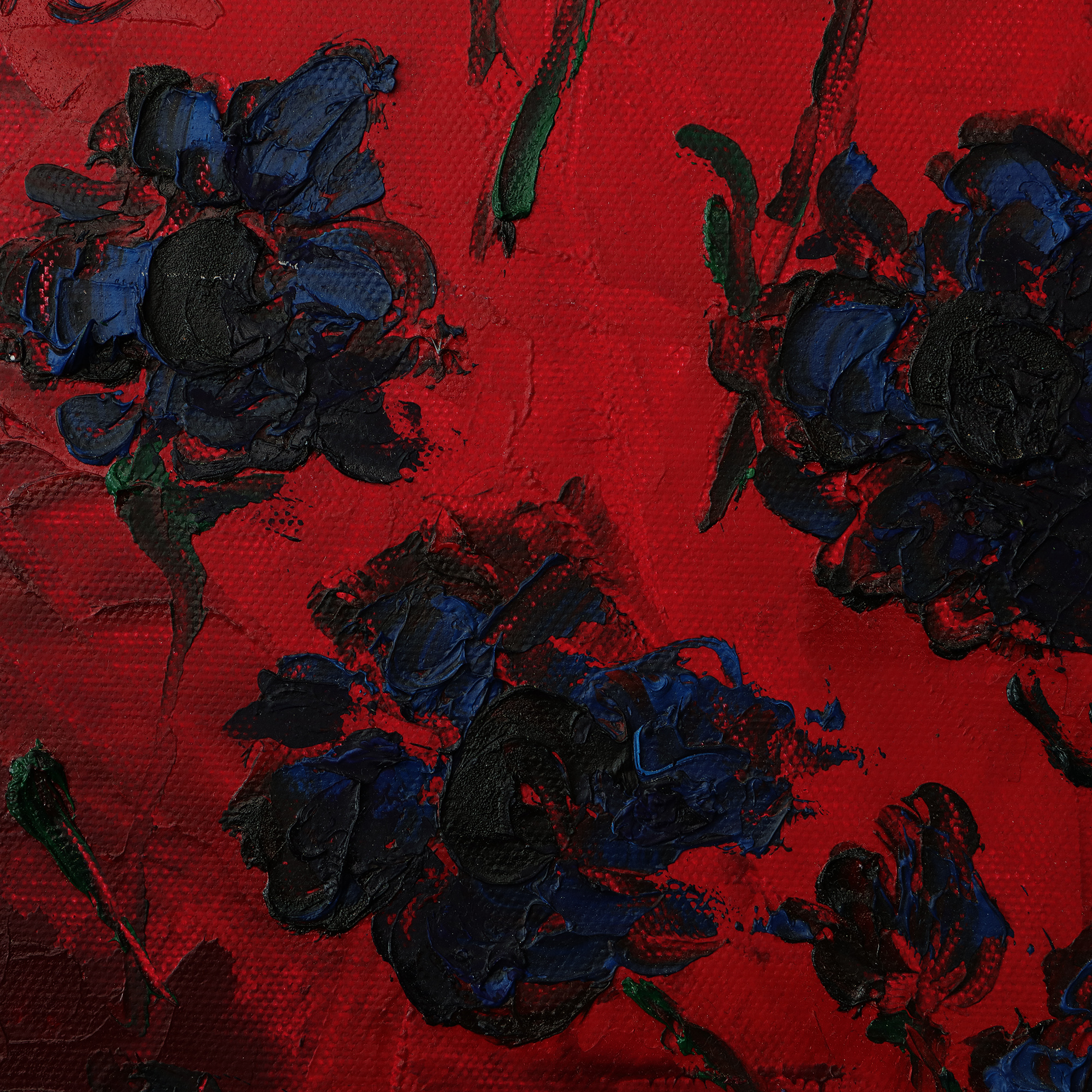 Detail Gemaelde schmal Hochformat Hochkant rot blau Blumen Blume Korn Unikat Oel Kunst