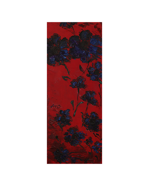 Blue red flowers - 50 x 20 cm - 20 Euro