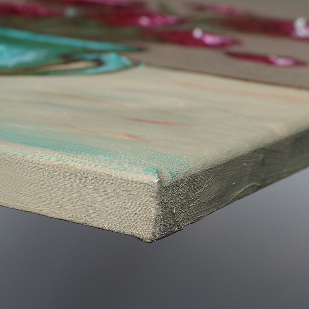 Detail Gemaelde Hochformat Hochkant pink braun beige Art Blumen Blume Strauss Topf Vase