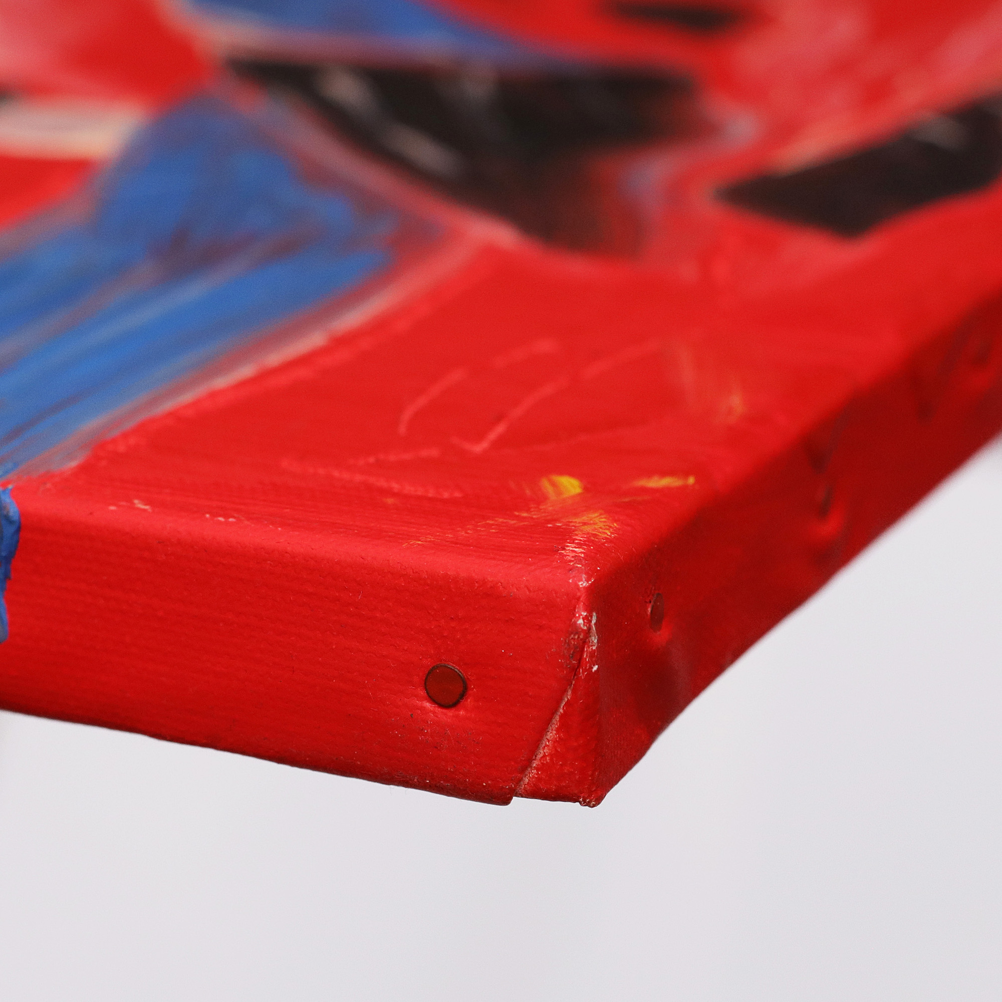 Detail Gemaelde Pennant Wellen Sittich Vogel rot pastos dick lang schmal Ara Papagei