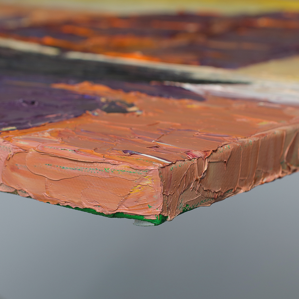 Detail Gemaelde Sonne Sonnenuntergang Abend rot gelb pink Segel Boot Dschunke Urlaub