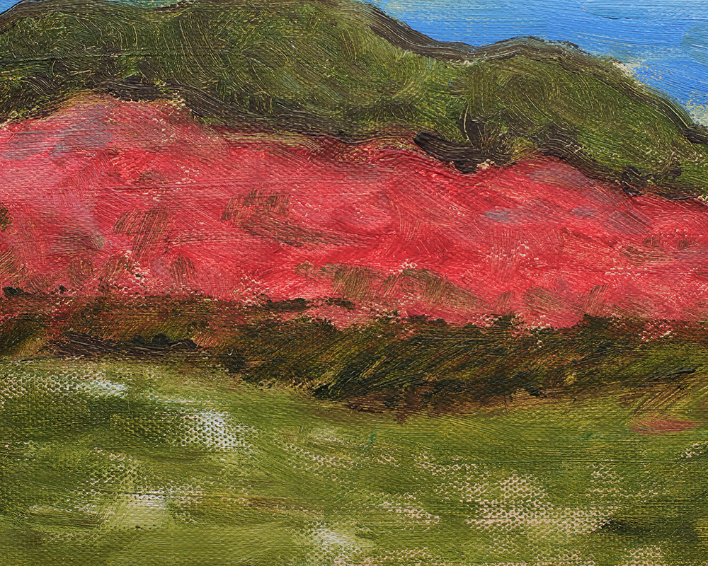 Detail Gemälde Frankreich Strand Meer Segel Boote Segeln rot beige Wasser