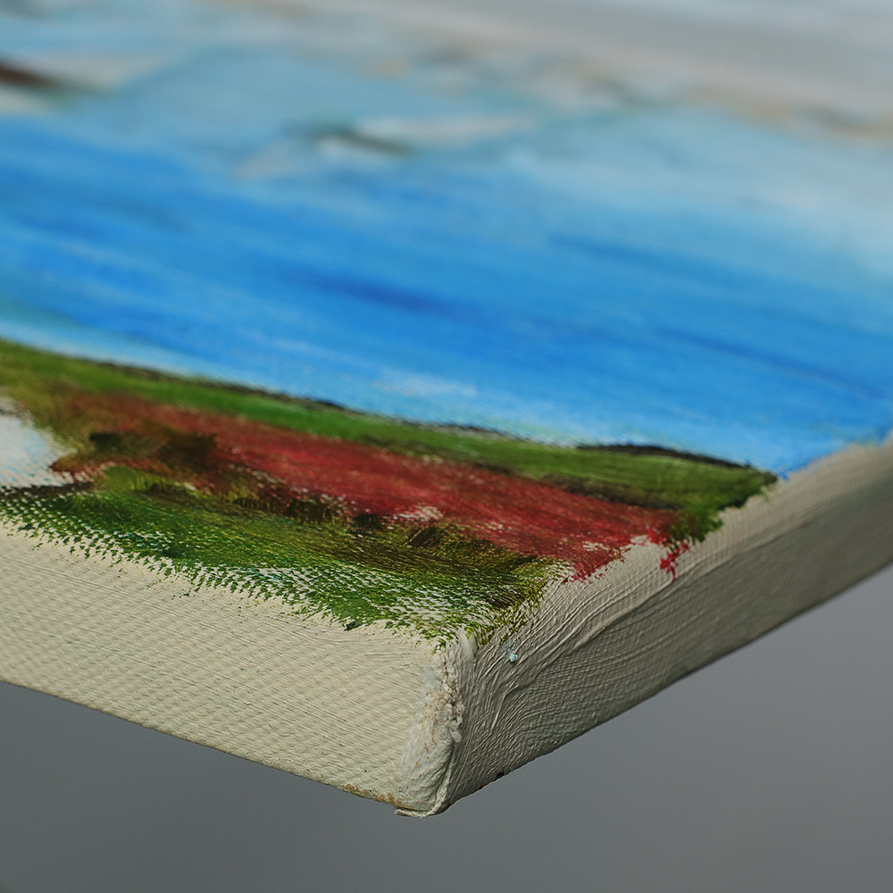 Detail Gemälde Frankreich Strand Meer Segel Boote Segeln rot beige Wasser