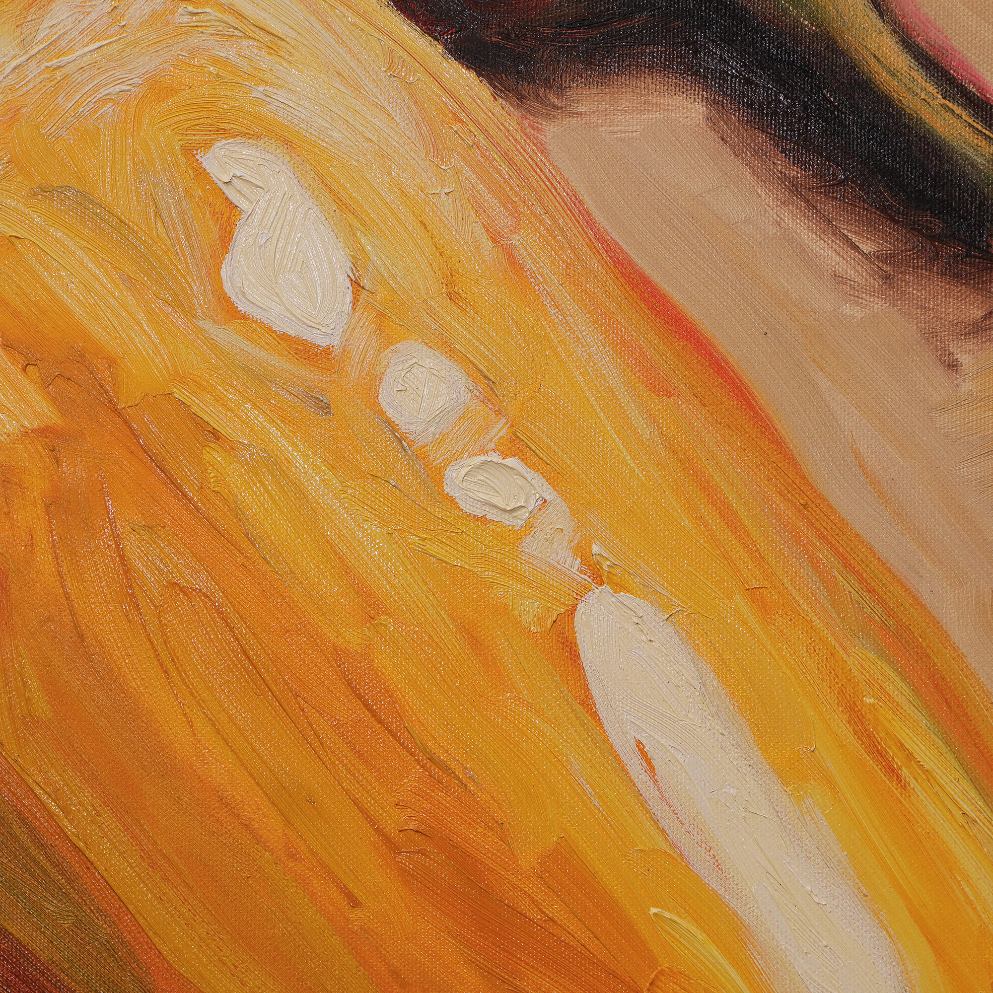 Detail XL Gemälde Kueche Esszimmer Diele gelb rot orange Chilli Paprika Gewuerze