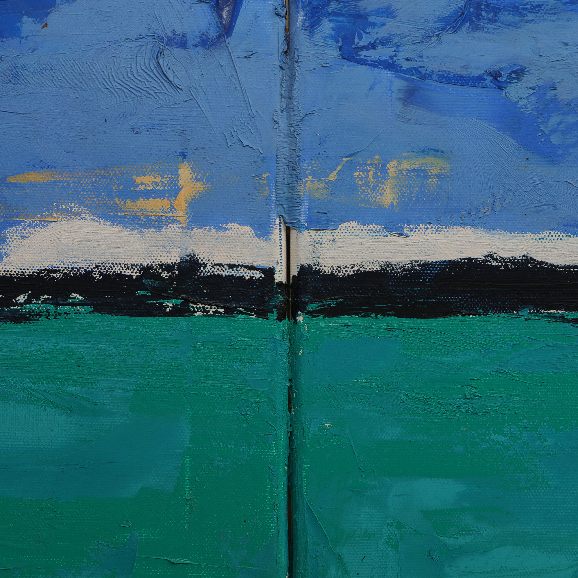 Detail Gemälde XXL XL lang schmal Jamaika Meer Segel Boote blau gruen Strand Urlaub Art