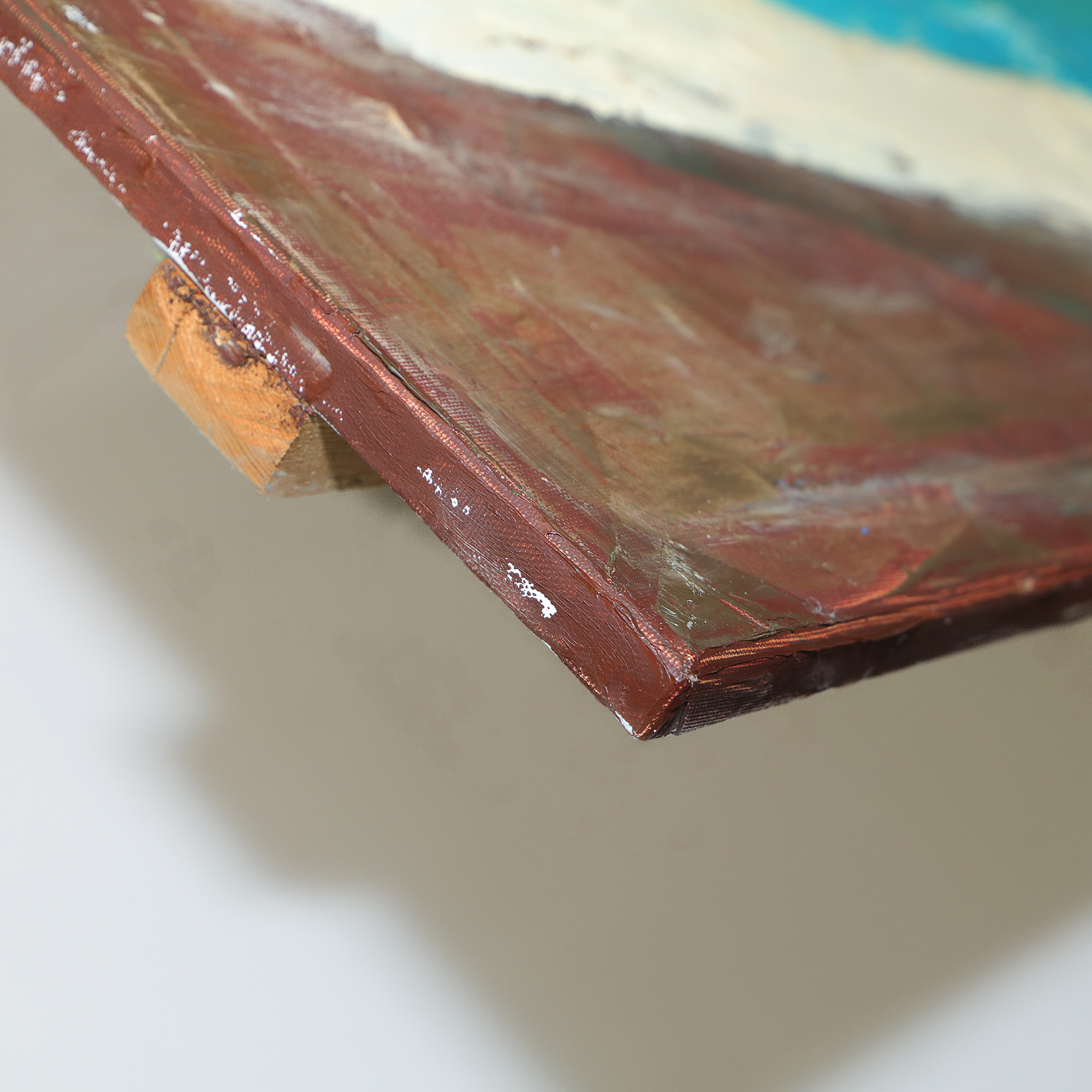 Detail Gemälde XXL XL lang schmal Jamaika Meer Segel Boote blau gruen Strand Urlaub Art