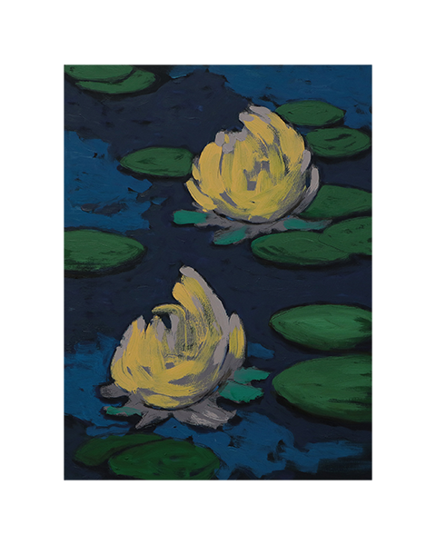 Dunkelblaue Seerosen - 80 x 60 cm - 50 Euro