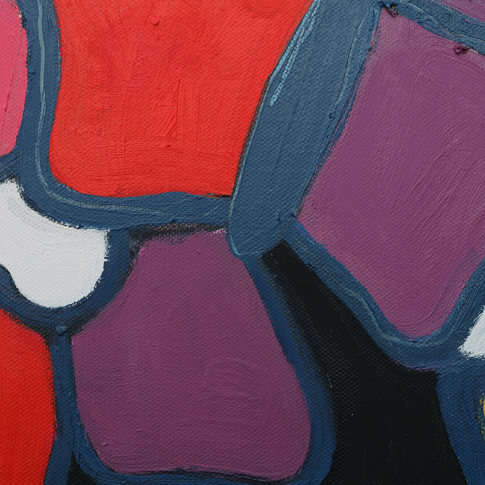 Detail Gemälde weiss schwarz ocker rot lila violett Schmetterling Schmetterlinge