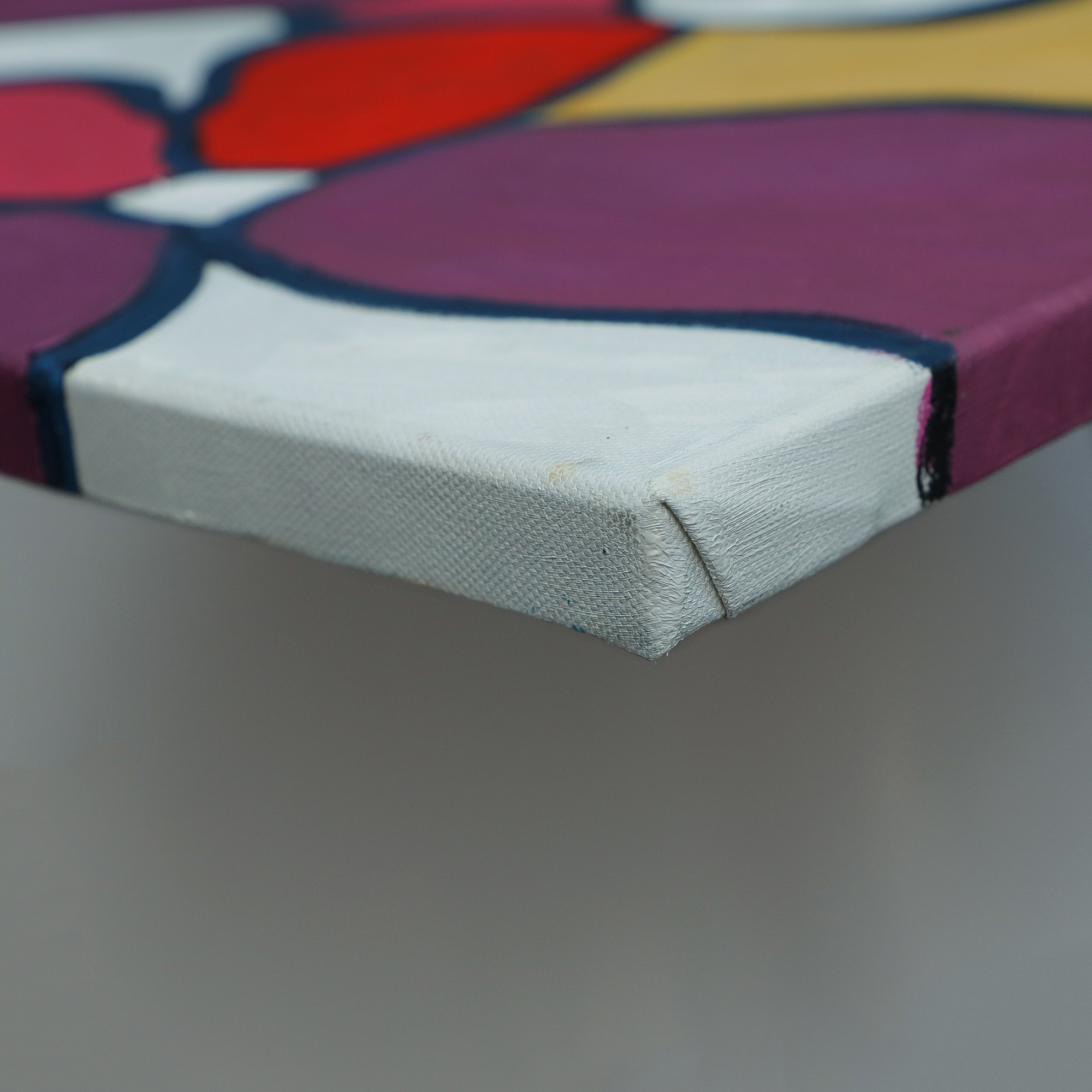 Detail Gemälde weiss schwarz ocker rot lila violett Schmetterling Schmetterlinge