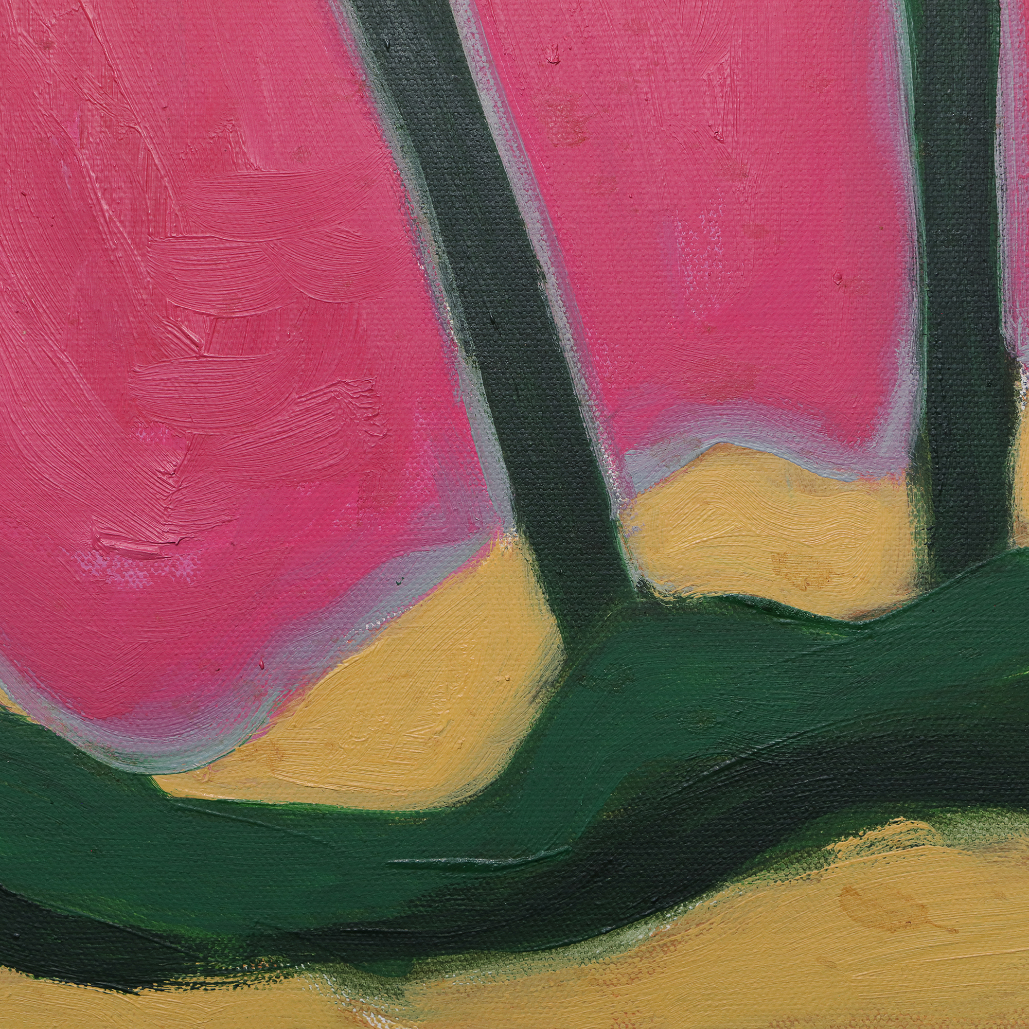 Detail Gemälde Palmen pink Palme rosa Baum Urlaub ocker gruen Wueste Sahara