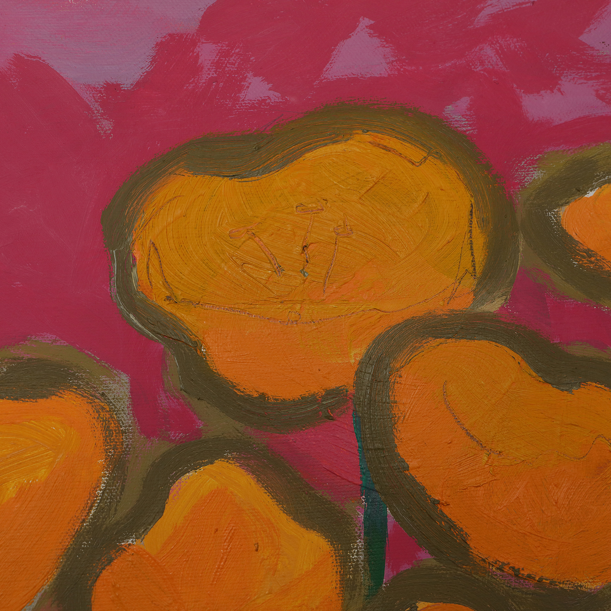 Detail XXL XL Oel Gemälde groß Loft orange pink Blumen Wiese Tulpen Mohn Kunst Unikat