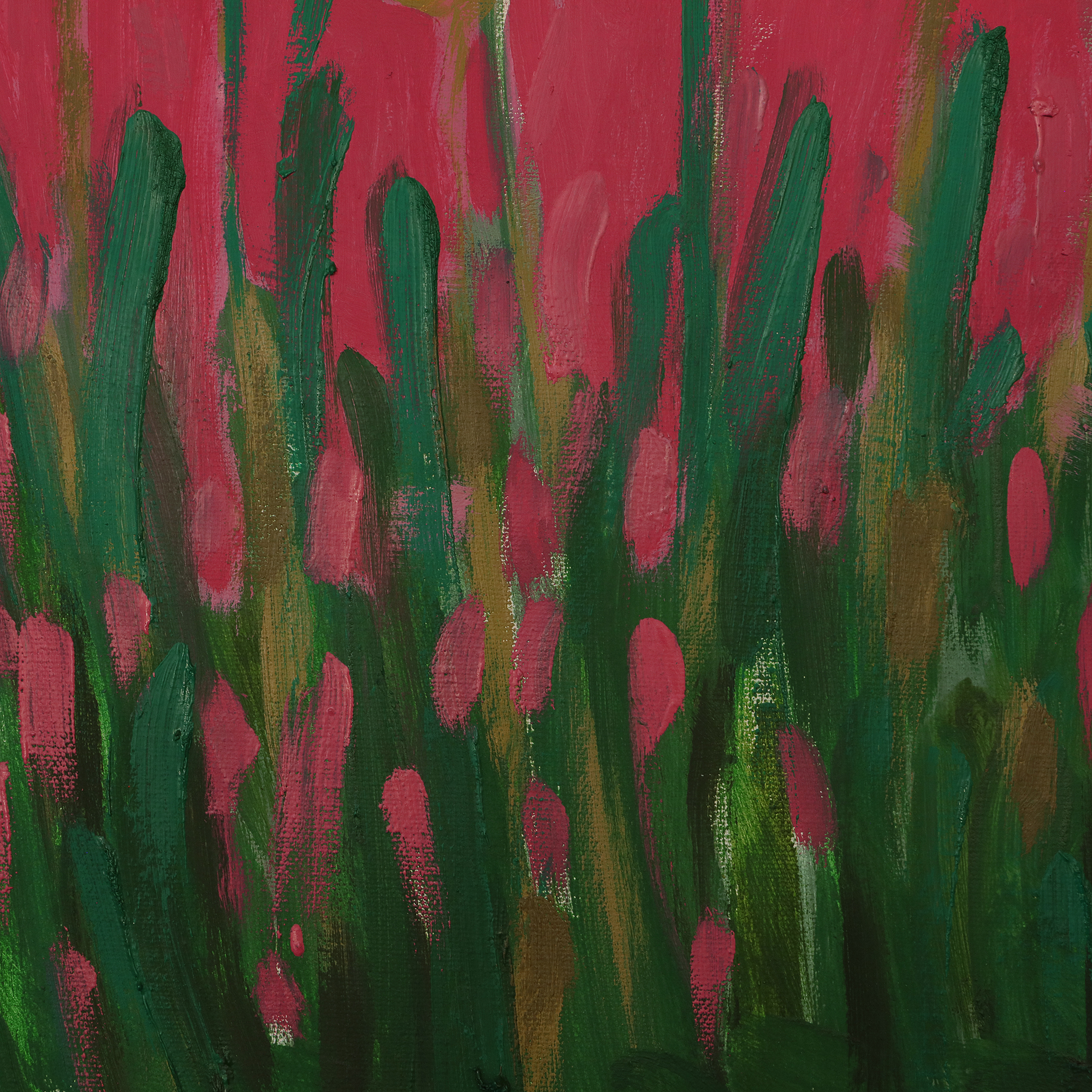 Detail XXL XL Oel Gemälde groß Loft orange pink Blumen Wiese Tulpen Mohn Kunst Unikat